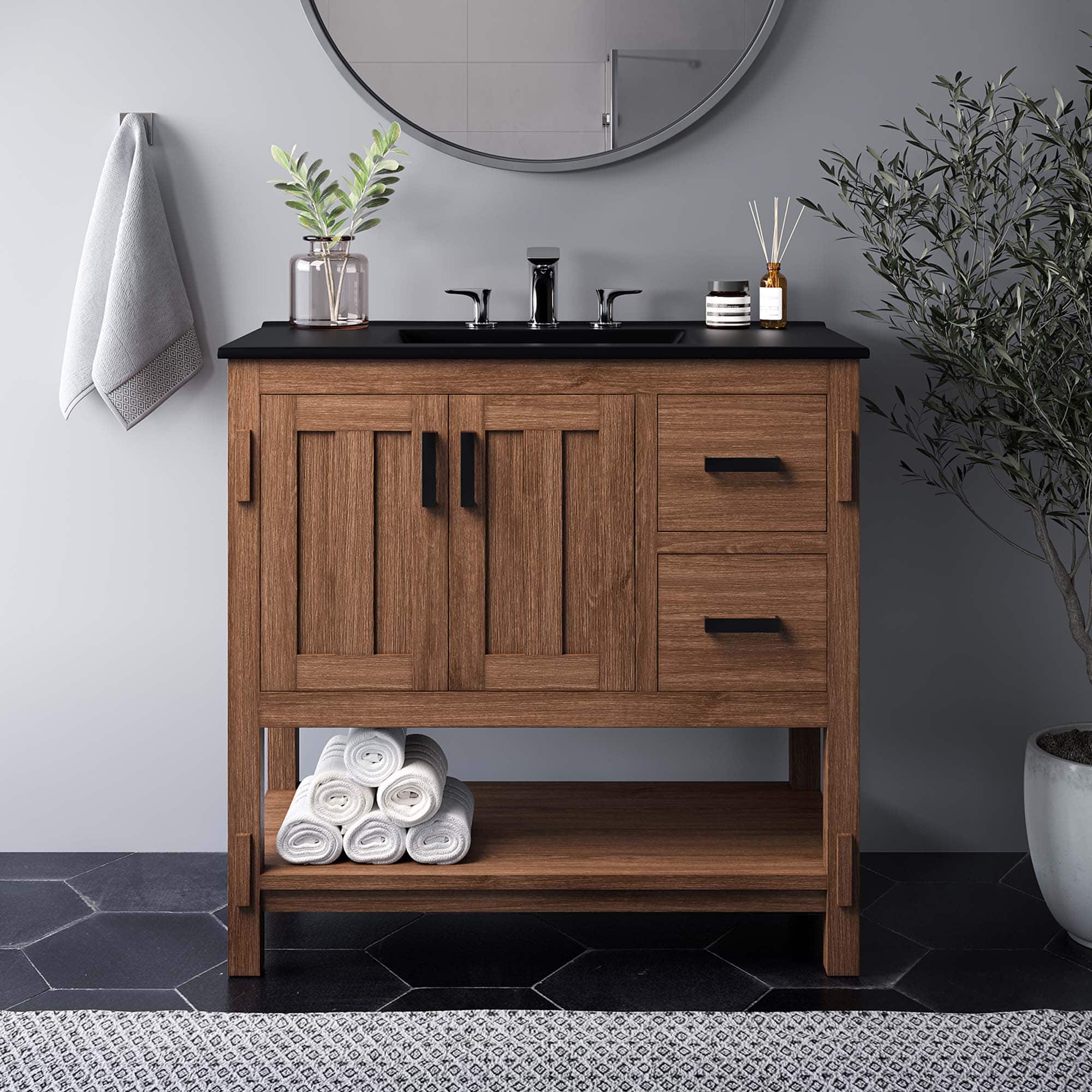 Ashlyn Bathroom Cabinet Basin Not Included by Modway - Walnut