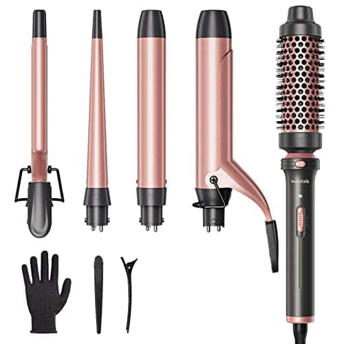 DORLUKFU - Wavytalk 5 in 1 Curling Iron Set with Curling Brush and 4 Interchangeable Ceramic Curling Wand (0.35"-1.25”), Wand
