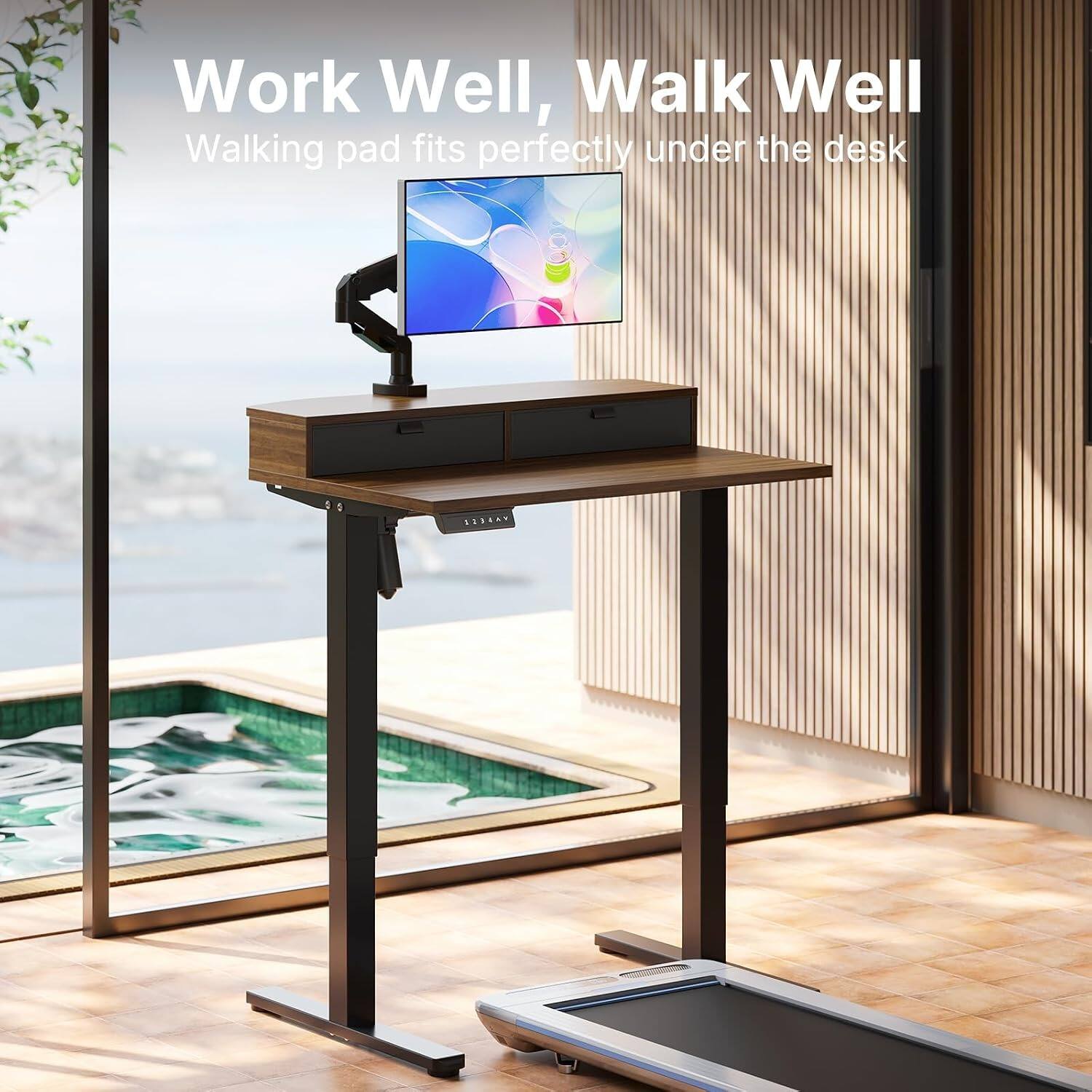 Work Well, Walk Well  
Walking pad fits perfectly under the desk