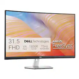 Dell - S3222HN Curved Monitor - 31.5-inch FHD (1920x1080) 75Hz 4Ms 1800R Curved Display, HDMI Connectivity, AMD FreeSync T