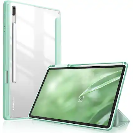 Front. Kitcheniva - Clear Back Case For Samsung Galaxy Tab S7 FE 12.4 Inch 2021 Shockproof Shell Green - Green.