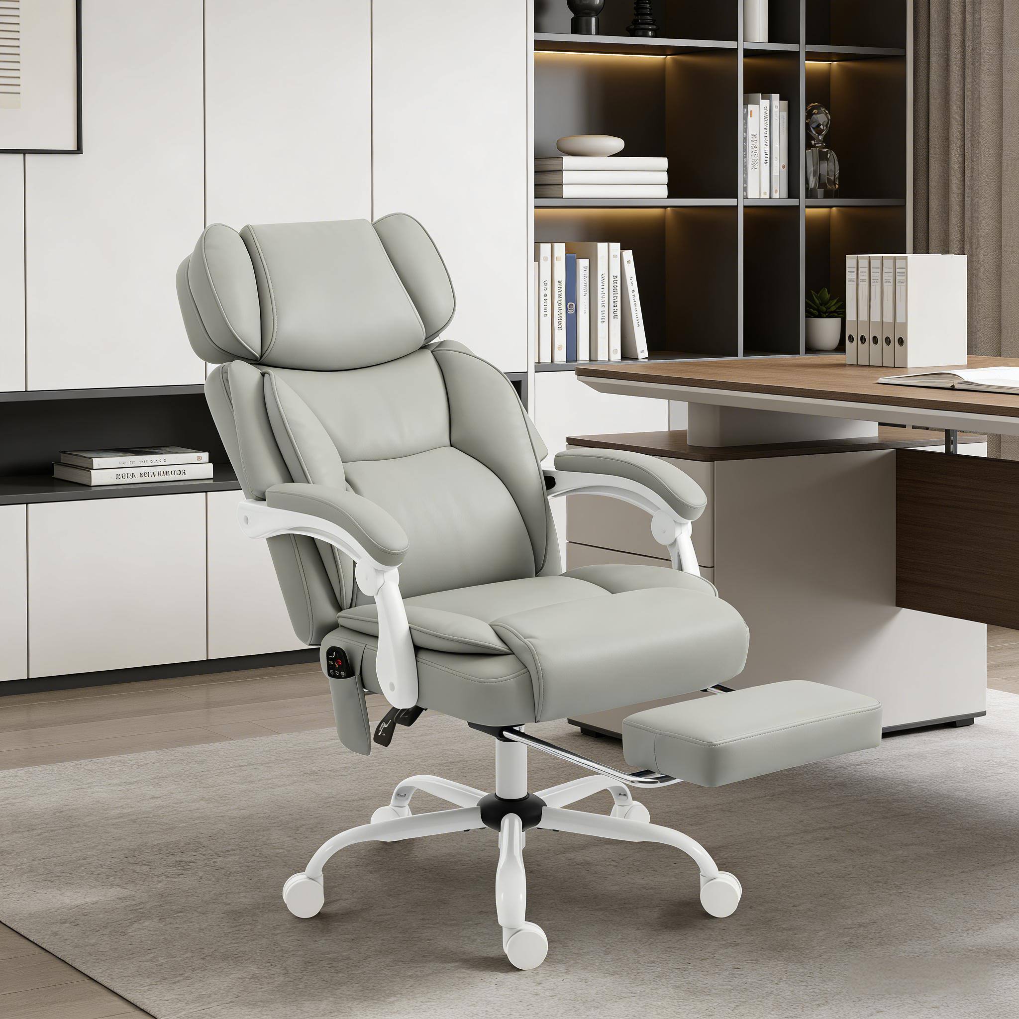 Forest'nSky - Soft Computer Chair,Massage Chair Office Chair with High Back - Light Gray