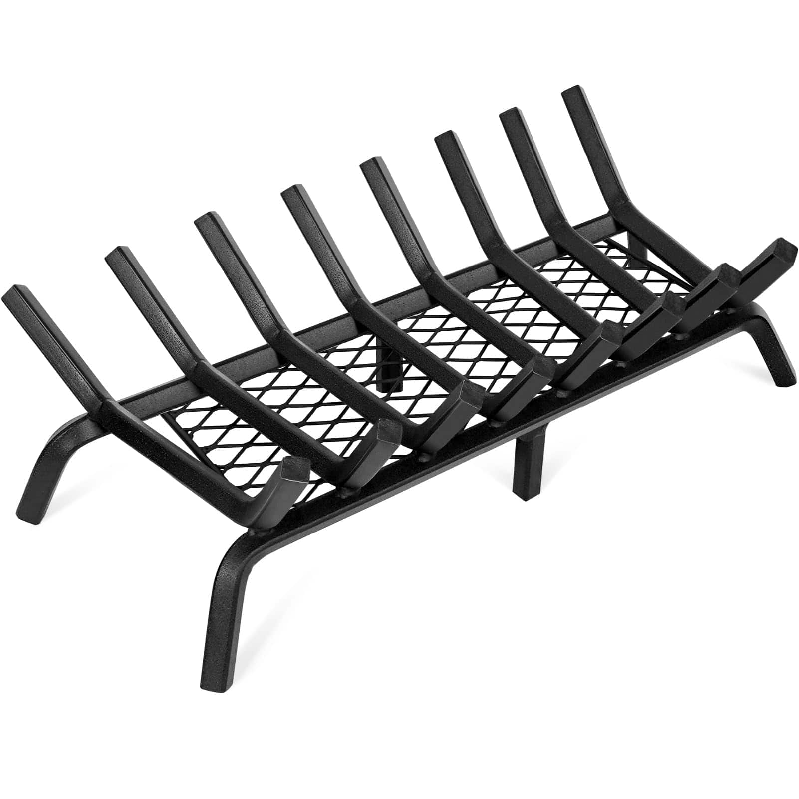 JETRANSPORT - Fireplace Grates With Ember Retainer - 30 Inch Log Grate Firewood Wood Holder Rack Inside Wrought Cast Iron - 30inch