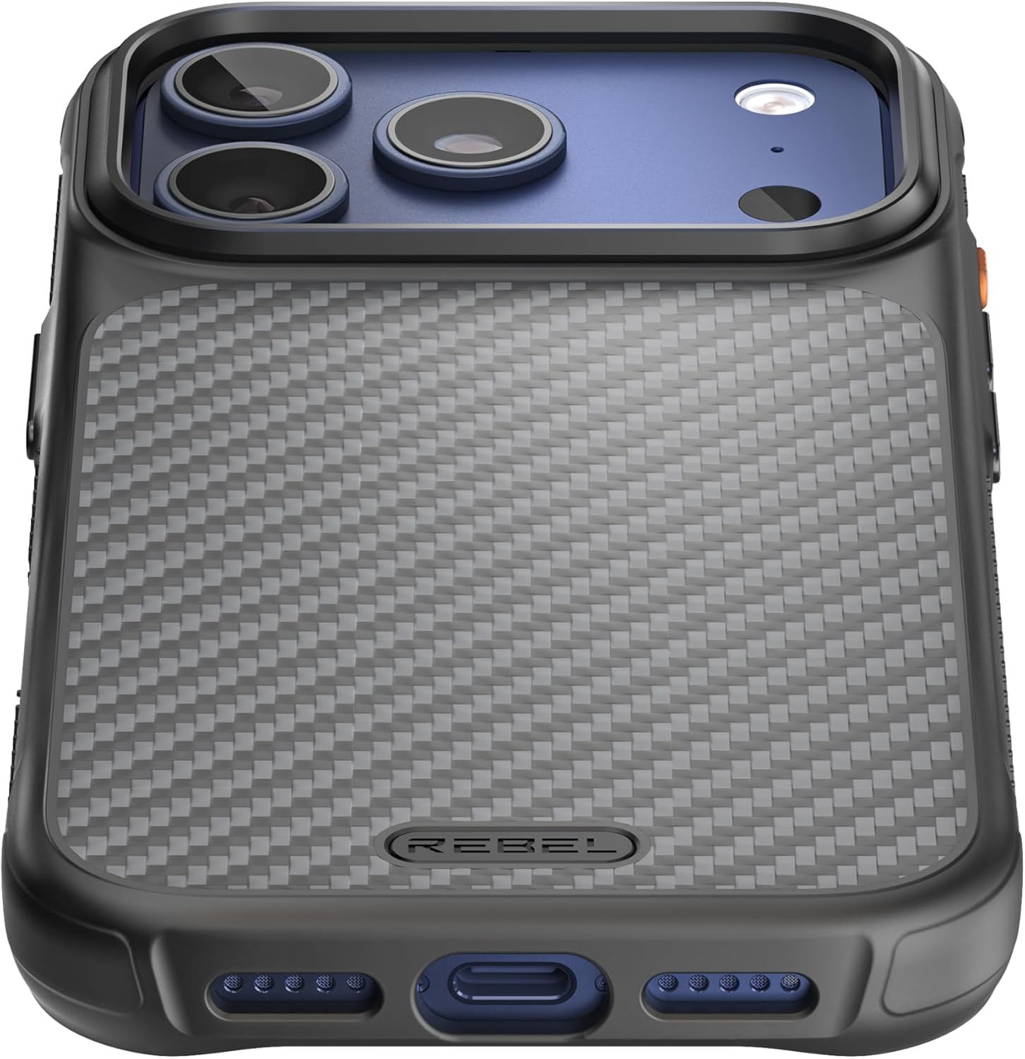 Back. Rebel - Rebel - Rebel Series GEN7 Case For Apple iPhone 17 Pro - Black/Aramid Fiber - Black.