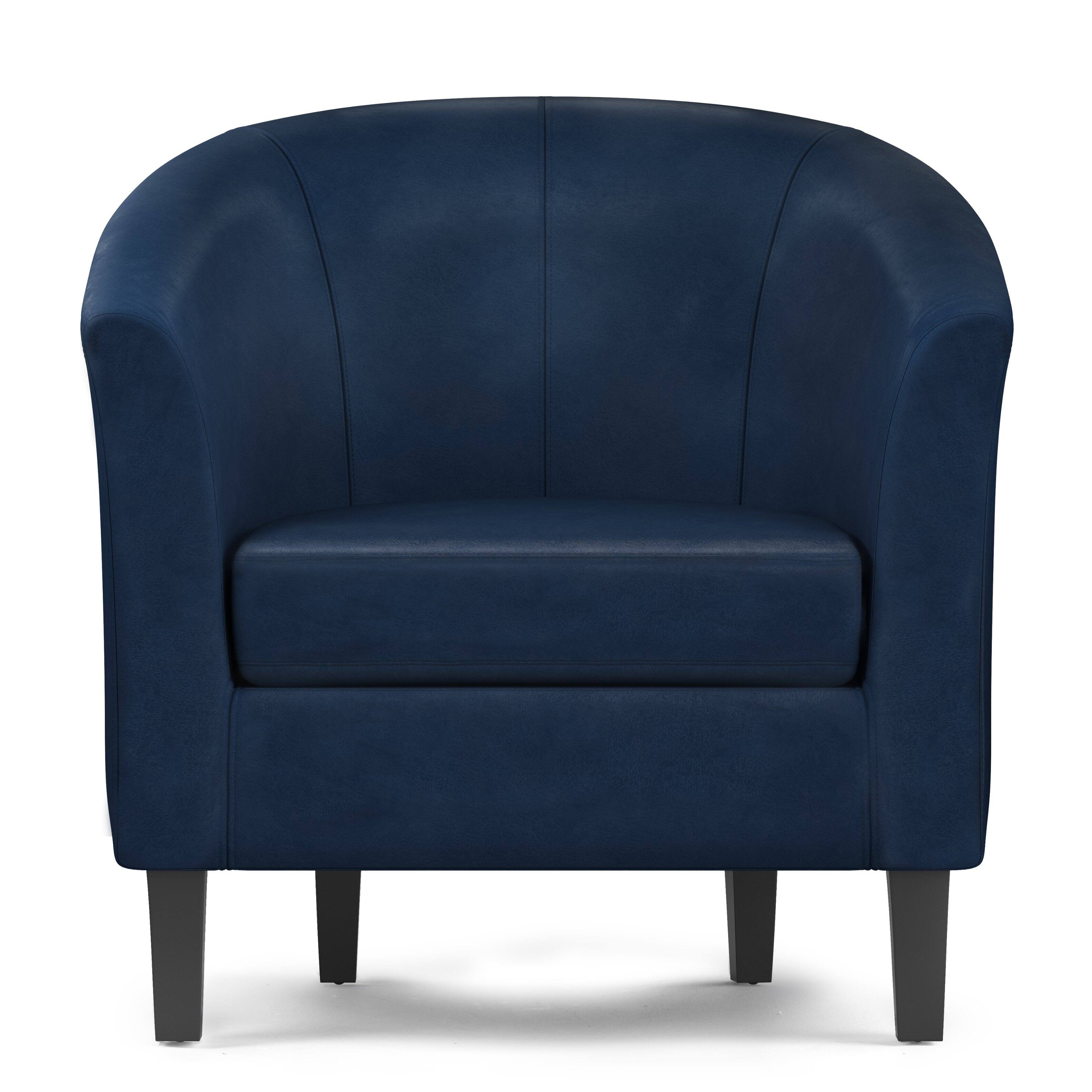 Alt View 13. Simpli Home - Austin 30 inch Wide Tub Chair - Distressed Dark Blue.