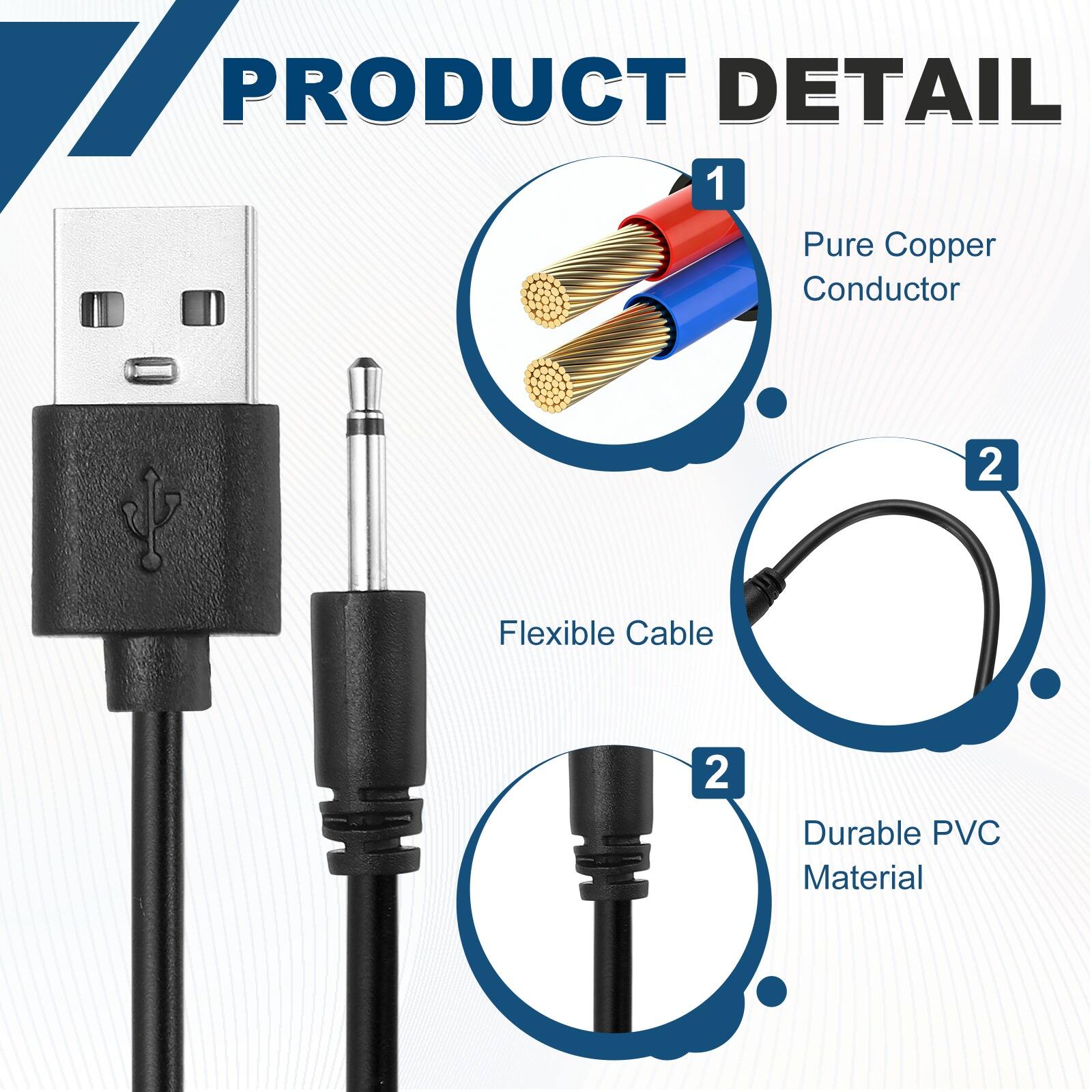 PRODUCT DETAIL  
1. Pure Copper Conductor  
2. Flexible Cable  
2. Durable PVC Material