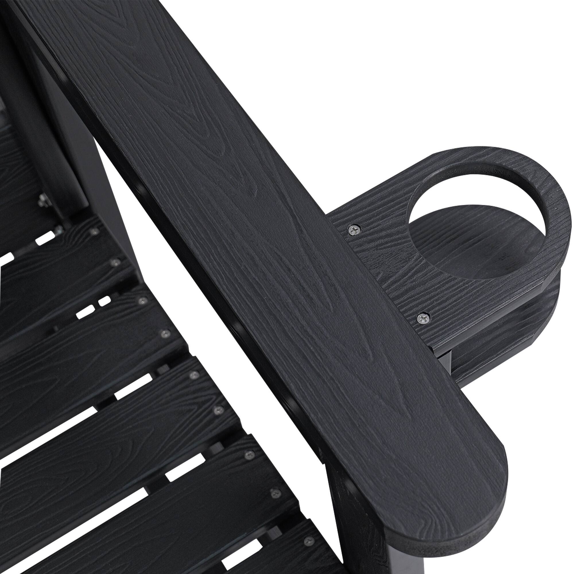 Alt View 8. Fortune Candy - Poly Lumber Patio Glider, HIPS Material Weather-Resistant Glider Bench for Outdoor Porch Garden - Black.