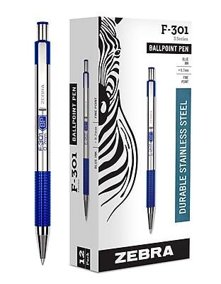 F-301  
3 Series  
Ballpoint Pen  
Blue  
Fine Point  
Durable Stainless Steel  
ZEBRA  
12 Pack