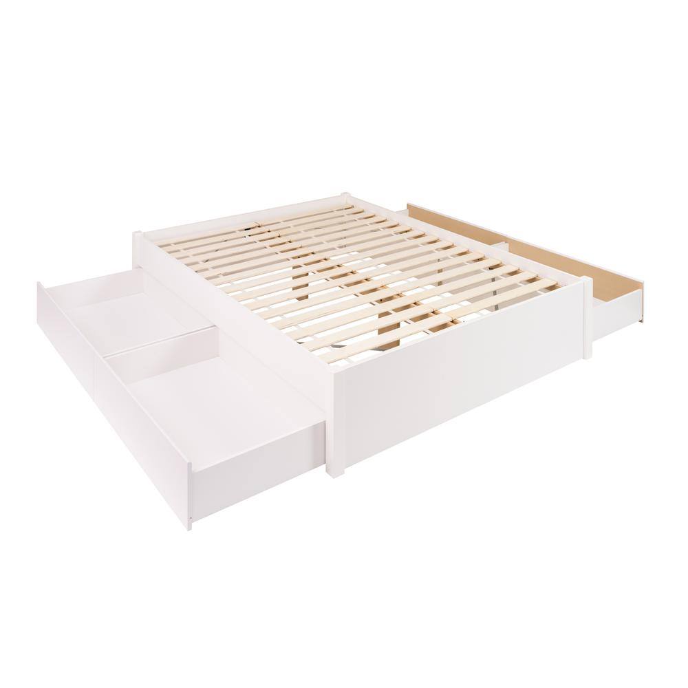 Prepac Queen Select 4 Post Platform Bed with 4 Drawers White WBSQ-1302 ...