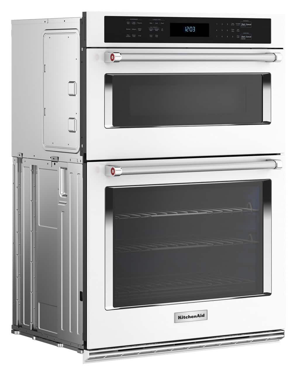 Alt View 2. KitchenAid - 30" Built-In Electric Convection Double Wall Combination with Microwave and Air Fry Mode - White.