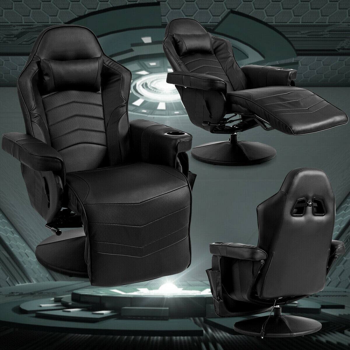 Alt View 3. Ecooso - Gaming Chair Ergonomic High Back Massage Recliner with Headrest and Lumbar Support Pillow - Black.