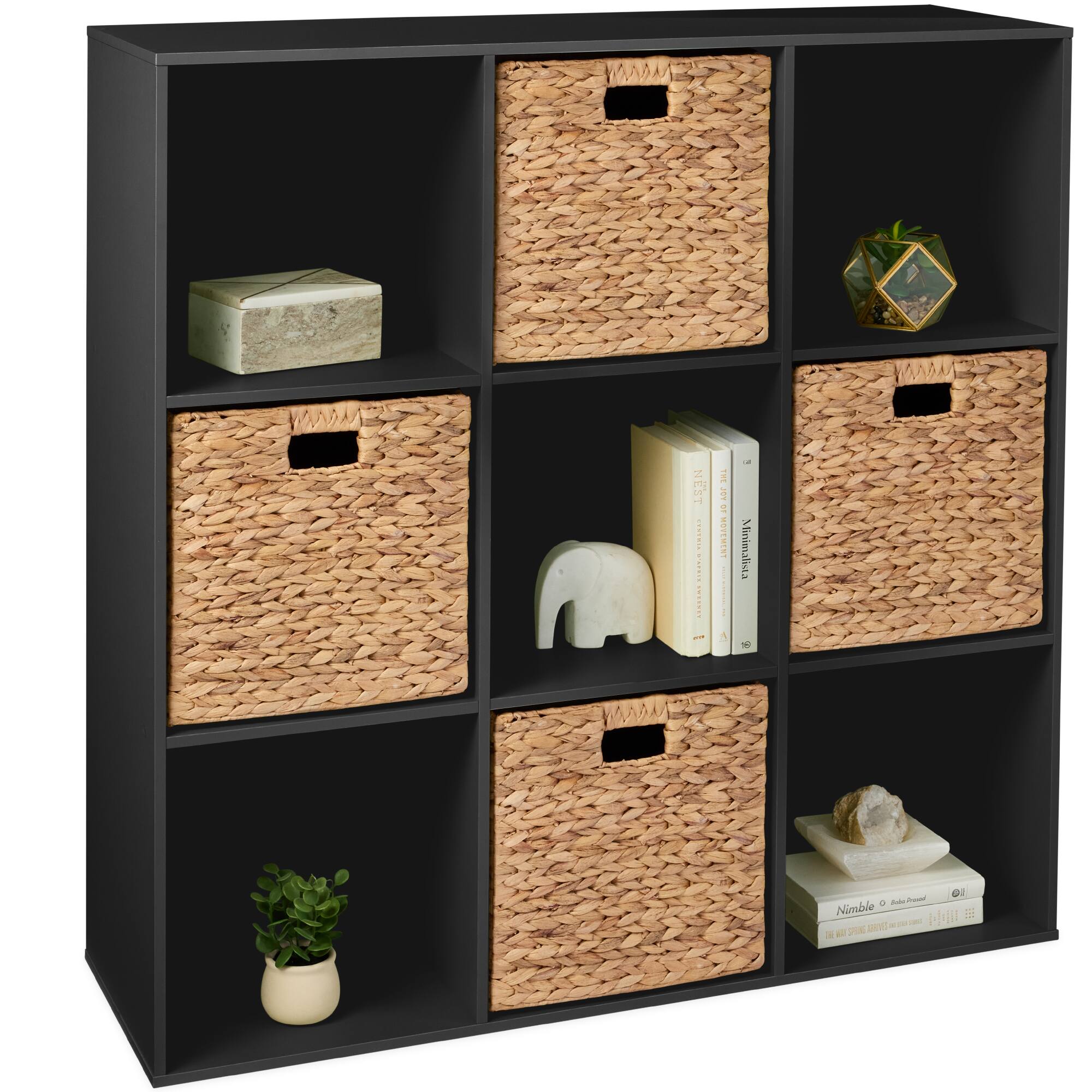 Best Choice Products - 9-Cube Bookshelf, 13.5in Display Storage System, Organizer w/ Removable Back Panels - Black
