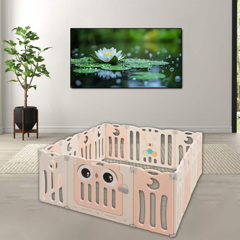 Hivvago - Foldable Baby Playpen Activity Center with Safety Locking Door - Pink