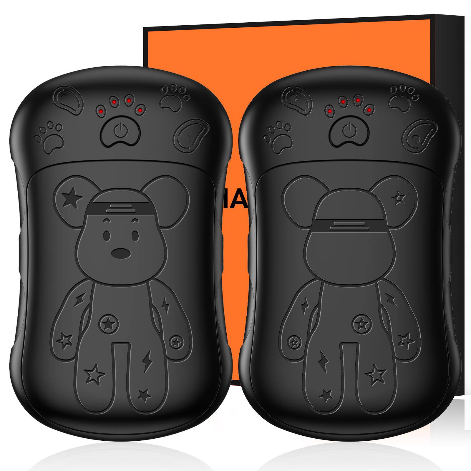 Front. PRIMEPLUS - 2-Pack Rechargeable Hand Warmer, 6000mAh Portable Reusable Hand Warmer, Double-Sided Heating, 2-in-1 Magnetic Design - Black Bear.
