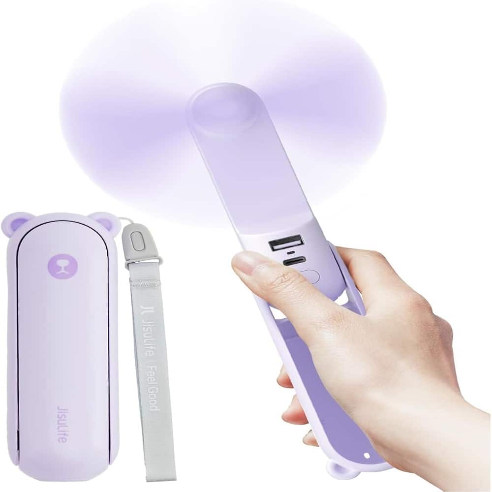 Loheer - Handheld Fan Portable Pocket Fan with 4500mAh Powerbank Battery Operated Mini Fan 37H Runtime for Travel