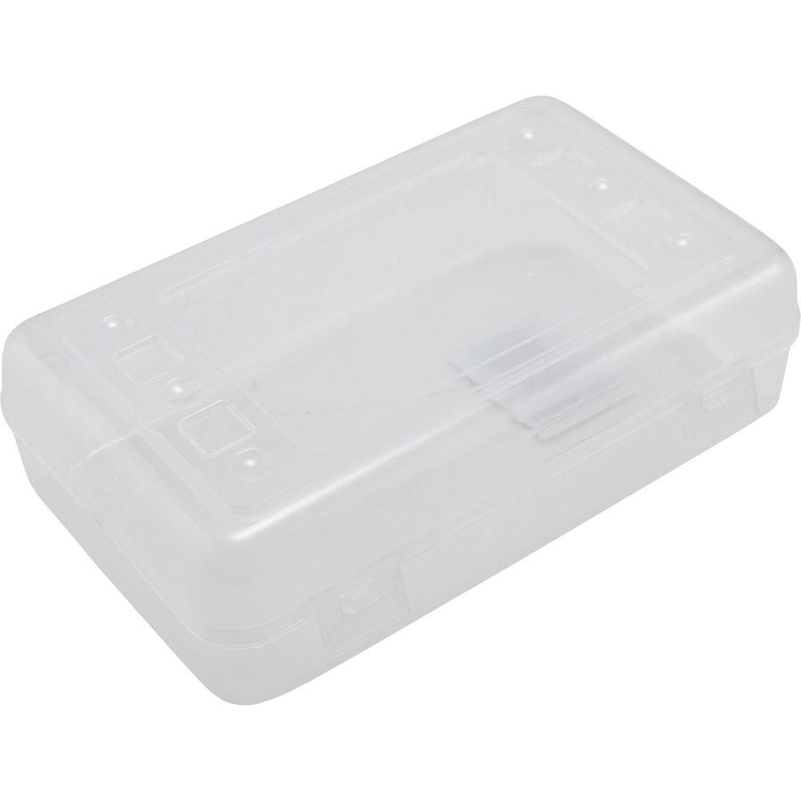 Left. Advantus - Advantus Clear Pencil Box External Dimensions: 8.5" x 5.5" x 2.5" Hinged Closure Polypropylene Clear For Pen/Pencil - Clear.
