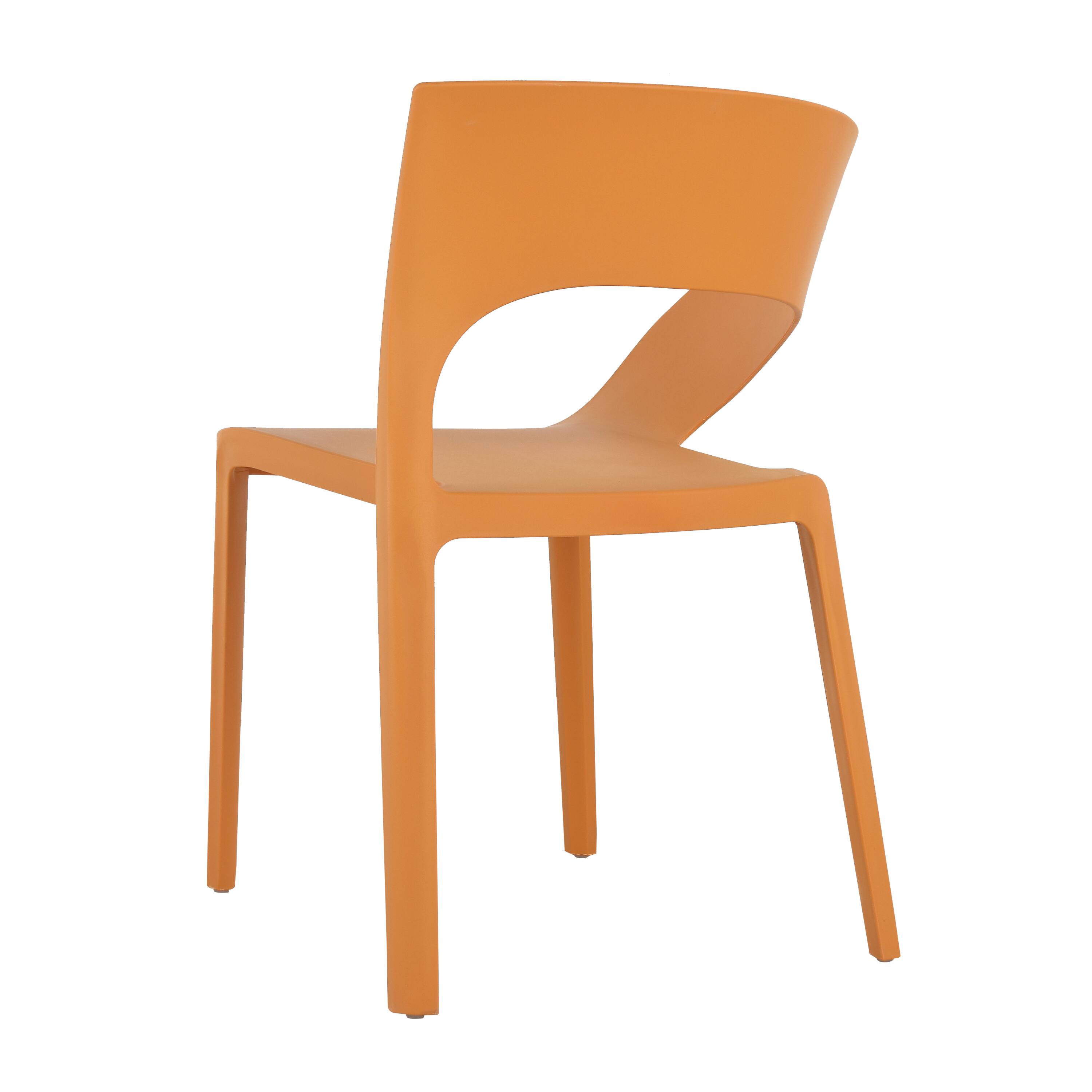 Alt View 6. Mondawe - Set of 4 Polypropylene Single-Side Chair - Orange.