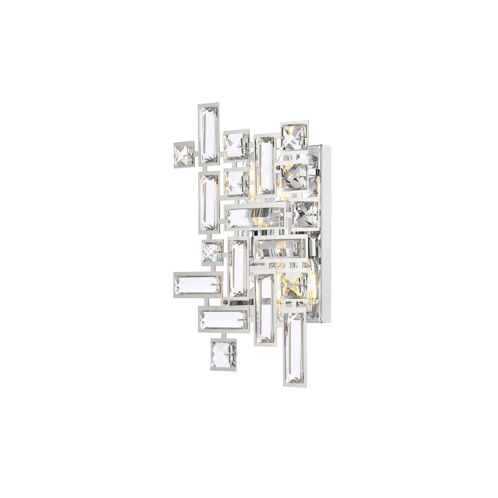 Alt View 4. Elegant Lighting - Picasso 2 light Chrome Wall Sconce Clear Royal Cut Crystal - Chrome.