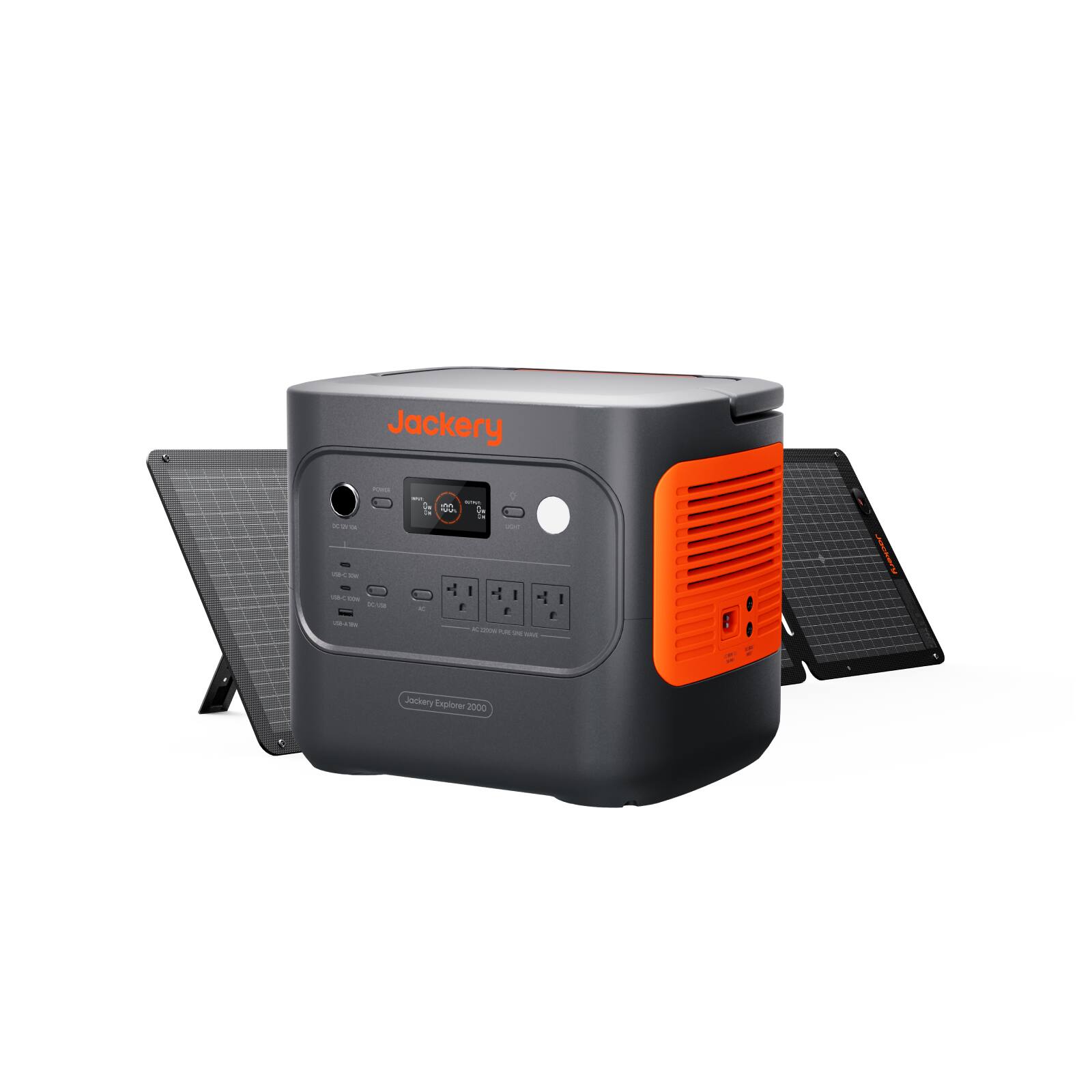 Jackery - E2000AC 2034Wh LiFePO4 Power Station with 100W Panel, 2200W Solar Generator (Shipped Separately) (2034 Wh Capacity)