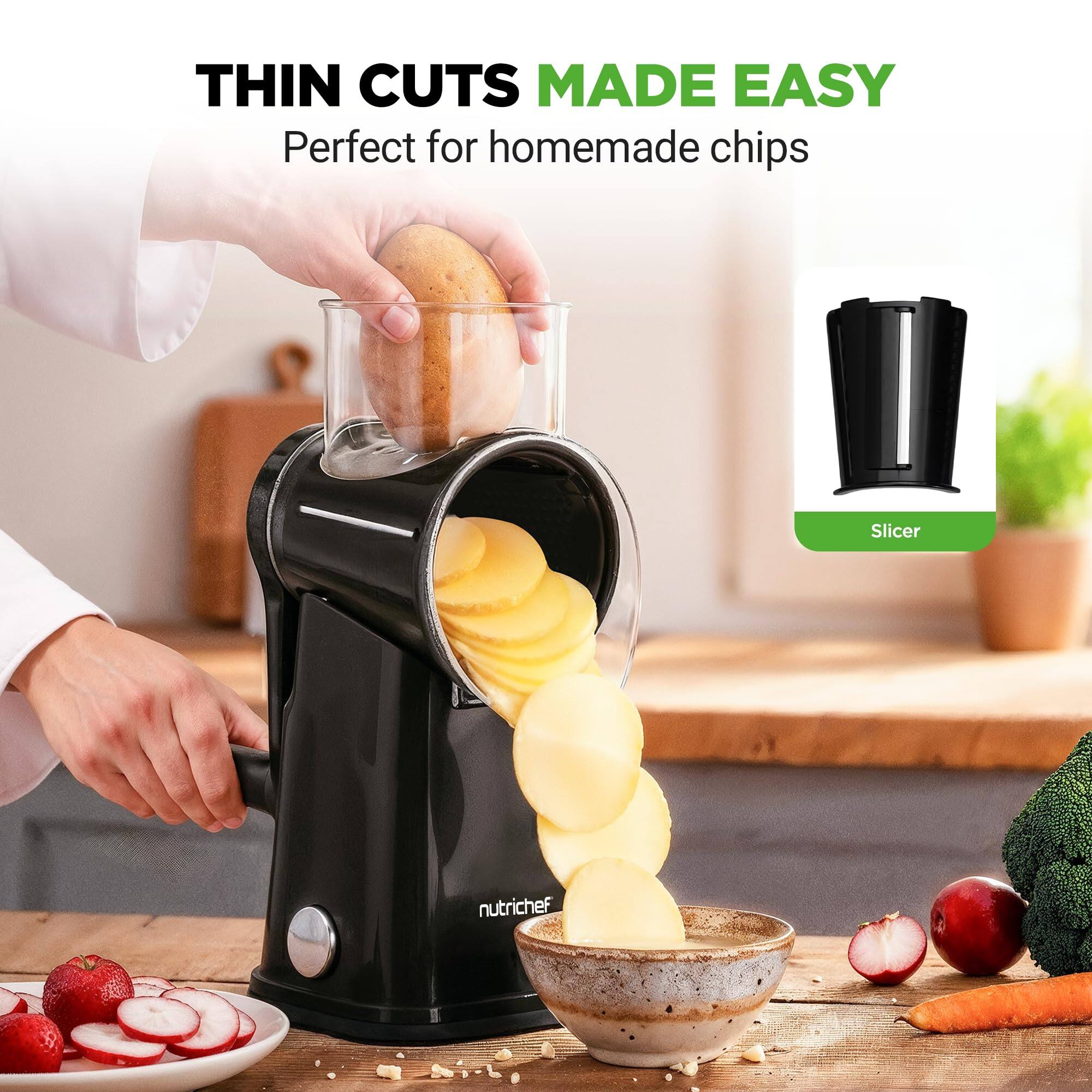 THIN CUTS MADE EASY  
Perfect for homemade chips  

Slicer nutrichef