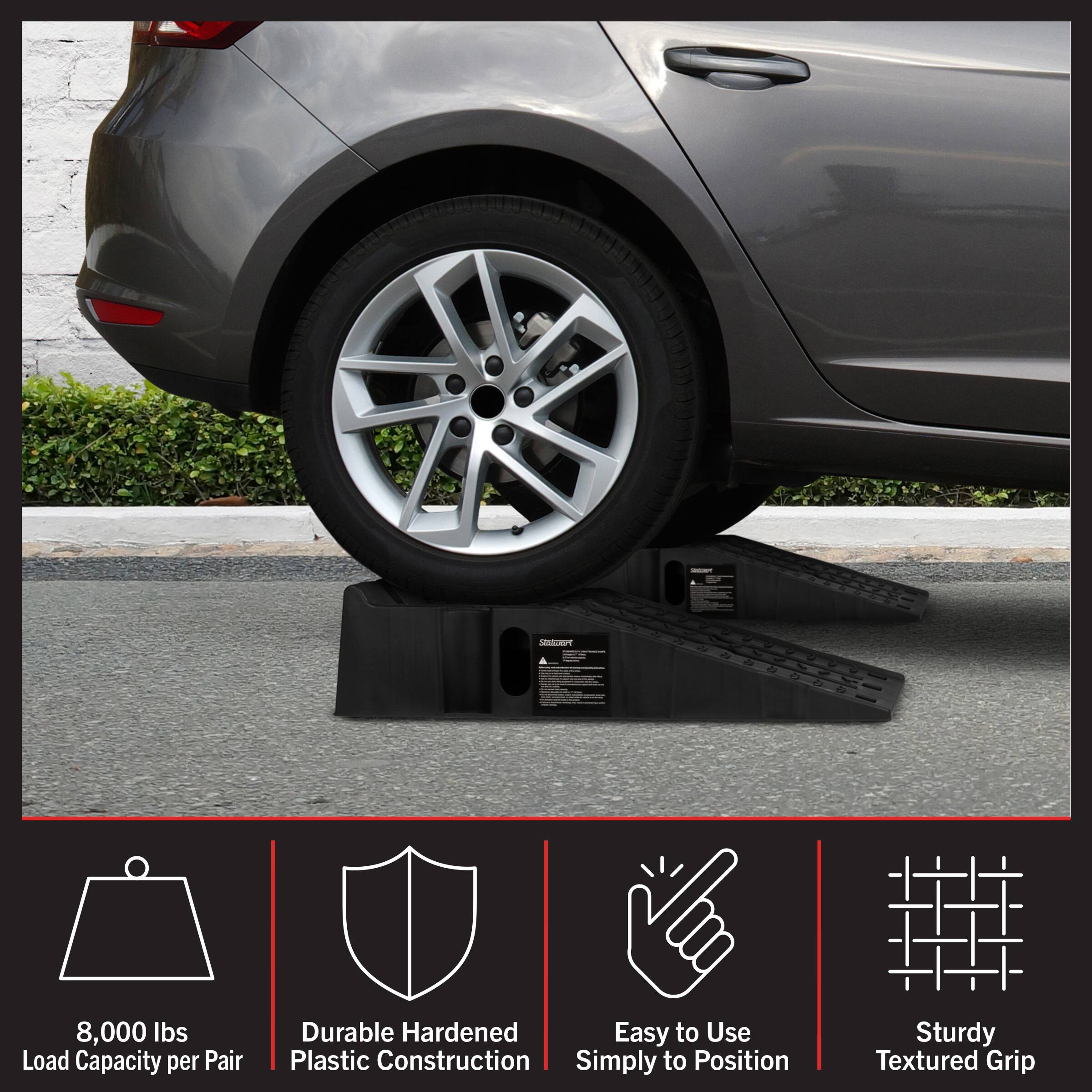 8,000 lbs Load Capacity per Pair, Durable Hardened Plastic Construction, Easy to Use Simply to Position, Sturdy Textured Grip