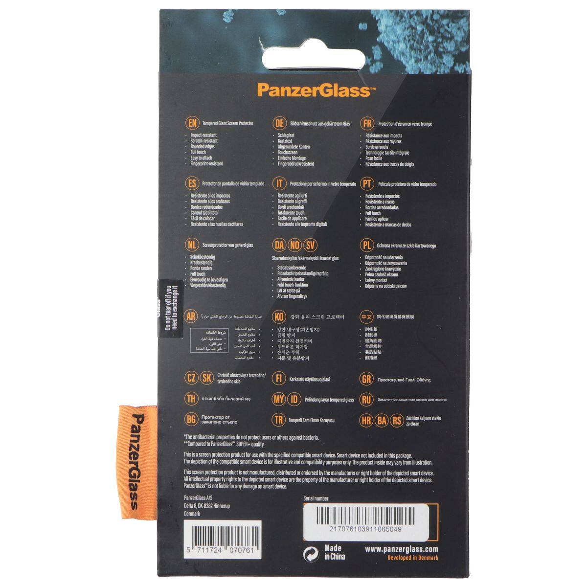 Panzerglass Tempered Glass Screen Protector

EN
- Impact-resistant
- Scratch-resistant
- Full touch
- Easy to attach

DE
- Schutzglas
- Kanten geschützt
- Volltast
- Einfach anzubringen

ES
- Protección de pantalla
- Resistente a impactos
- Resistente a rayones
- Resistente a la humedad

FR
- Protection de l'écran
- Résistance aux chocs
- Résistance aux rayures
- Facile à poser

NL
- Schermbeveiliging van glas
- Kanten beschut
- Volltast
- Eenvoudig aanbrengen

DA
- Skjermbevægning af glas
- Kanten beskyttet
- Full touch
- Let at sætte på

SV
- Skärmbeväring av glas
- Kanten skyddad
- Full touch
- Enkelt att lägga på

PL
- Ochrona ekranu
- Ochrona krawędzi
- Full touch
- Łatwo do założenia

AR
- واقي