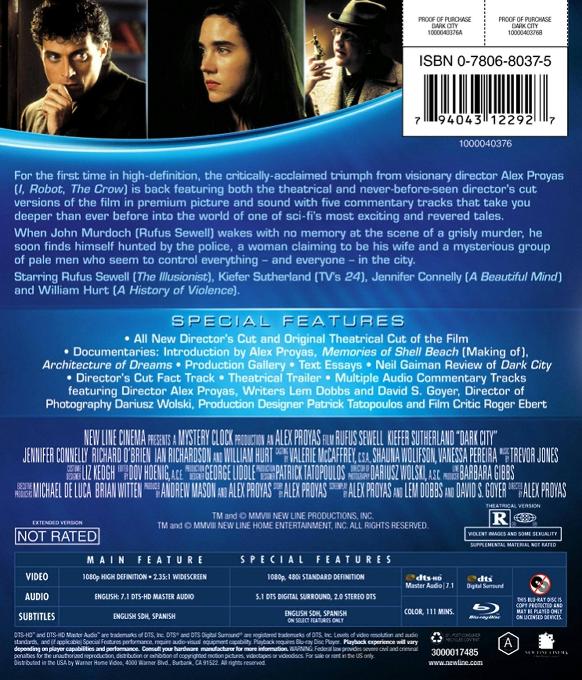 Back. Dark City: Director's Cut (Blu-ray Director's Cut) [Blu-ray].