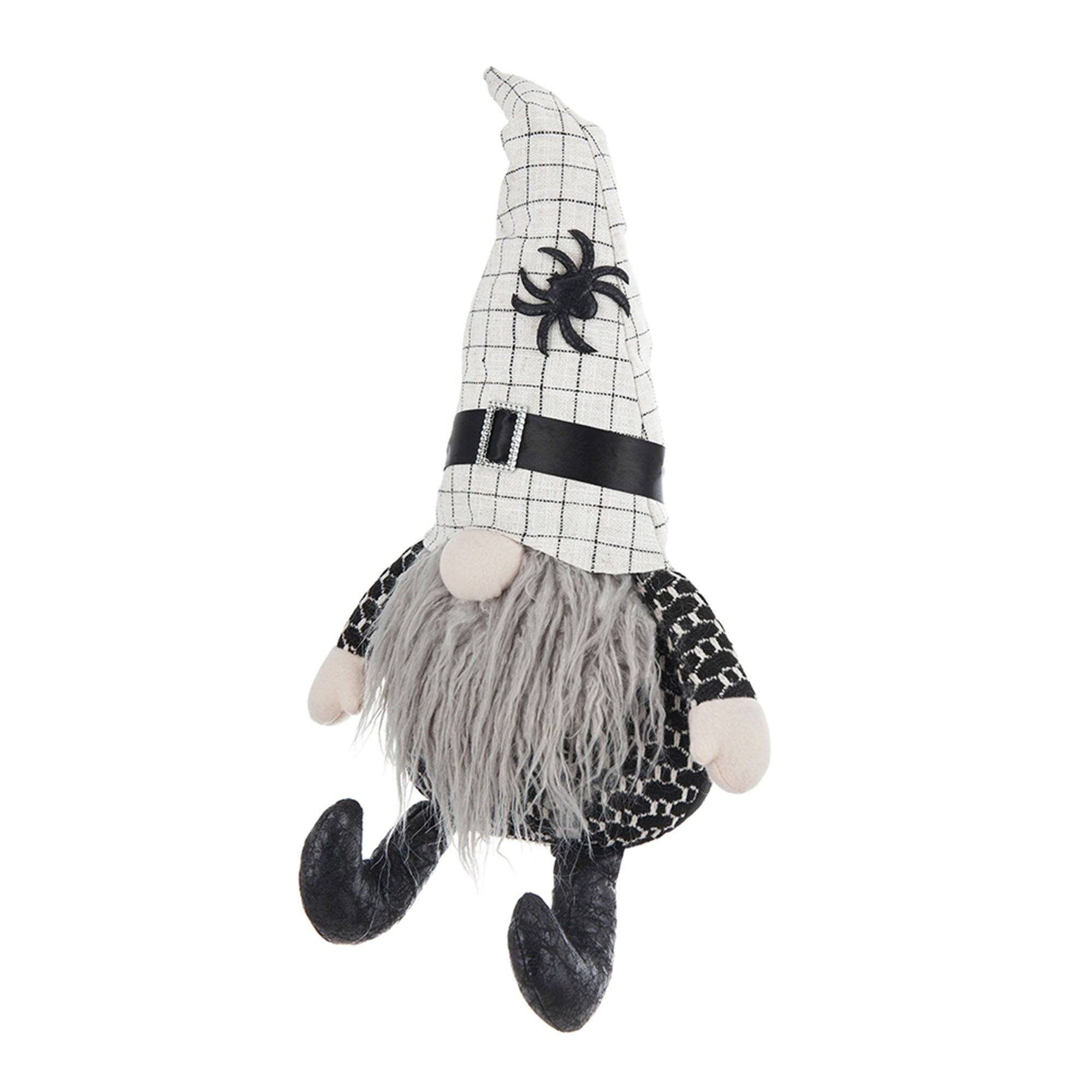 Alt View 4. Boyel Living - (Set of 2) 23.5 Inch Fabric Gnome Halloween Sitting Gnome Decor with White Hat and Spider - Black,White.