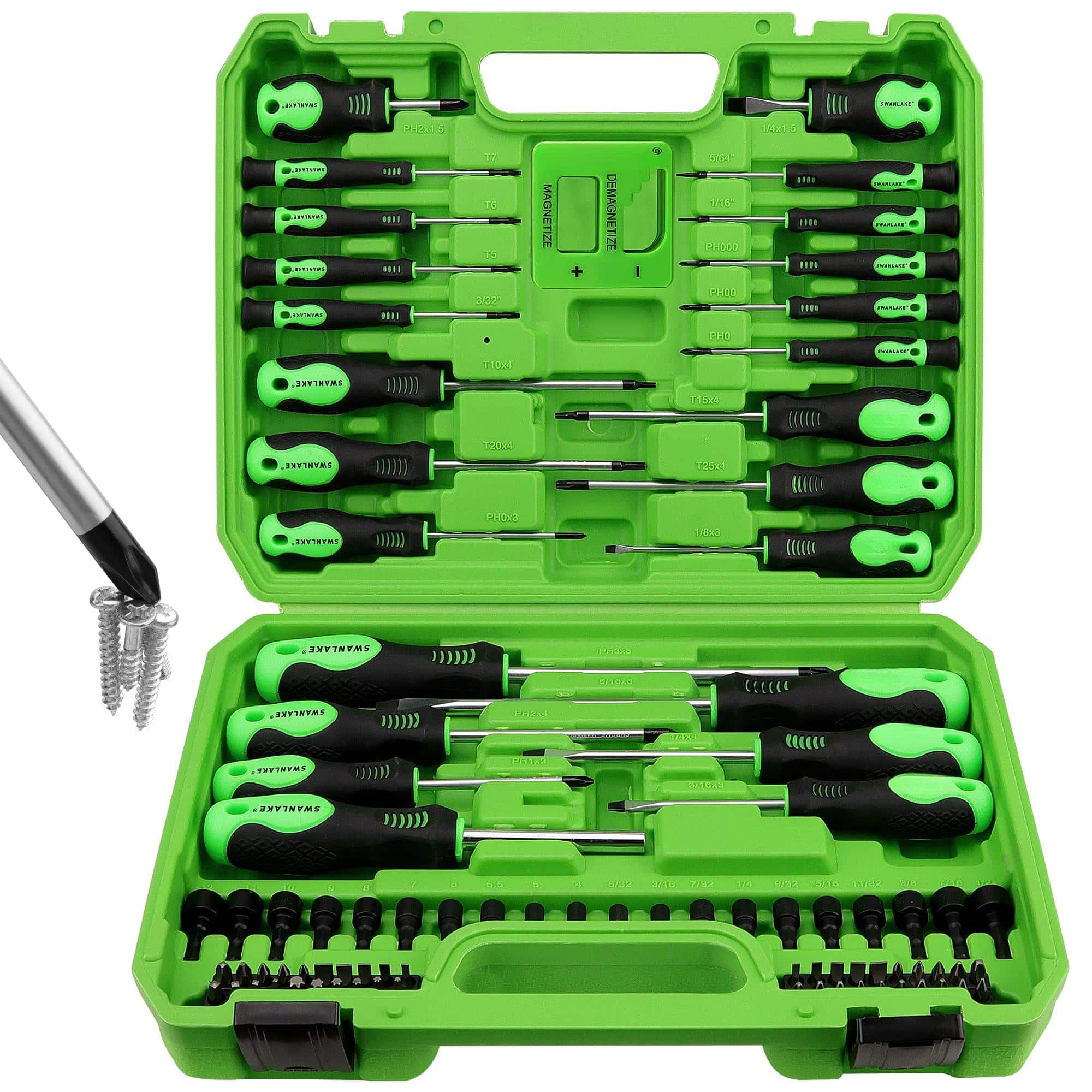 Skar Audio - Swanlake 118pcs Magnetic Screwdrivers Set With Plastic Ranking Tools For Men (118pcs) - 86-Piece Magnetic Screwdriver Set