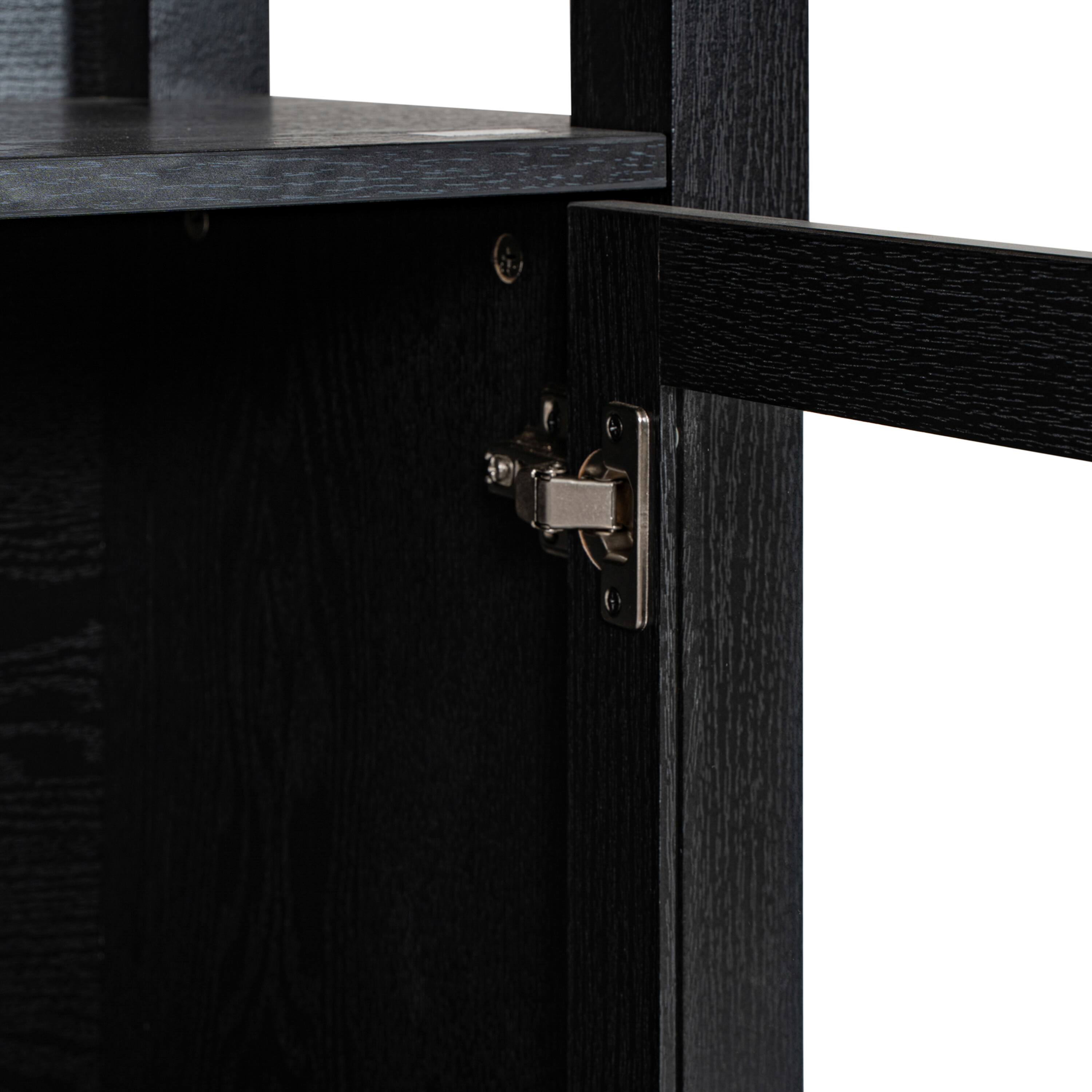 Alt View 10. Emma + Oliver - Dassie Modern Farmhouse Wooden Bookcase and Storage Cabinet with Tempered Glass Doors and 3 Upper Shelves - Black.