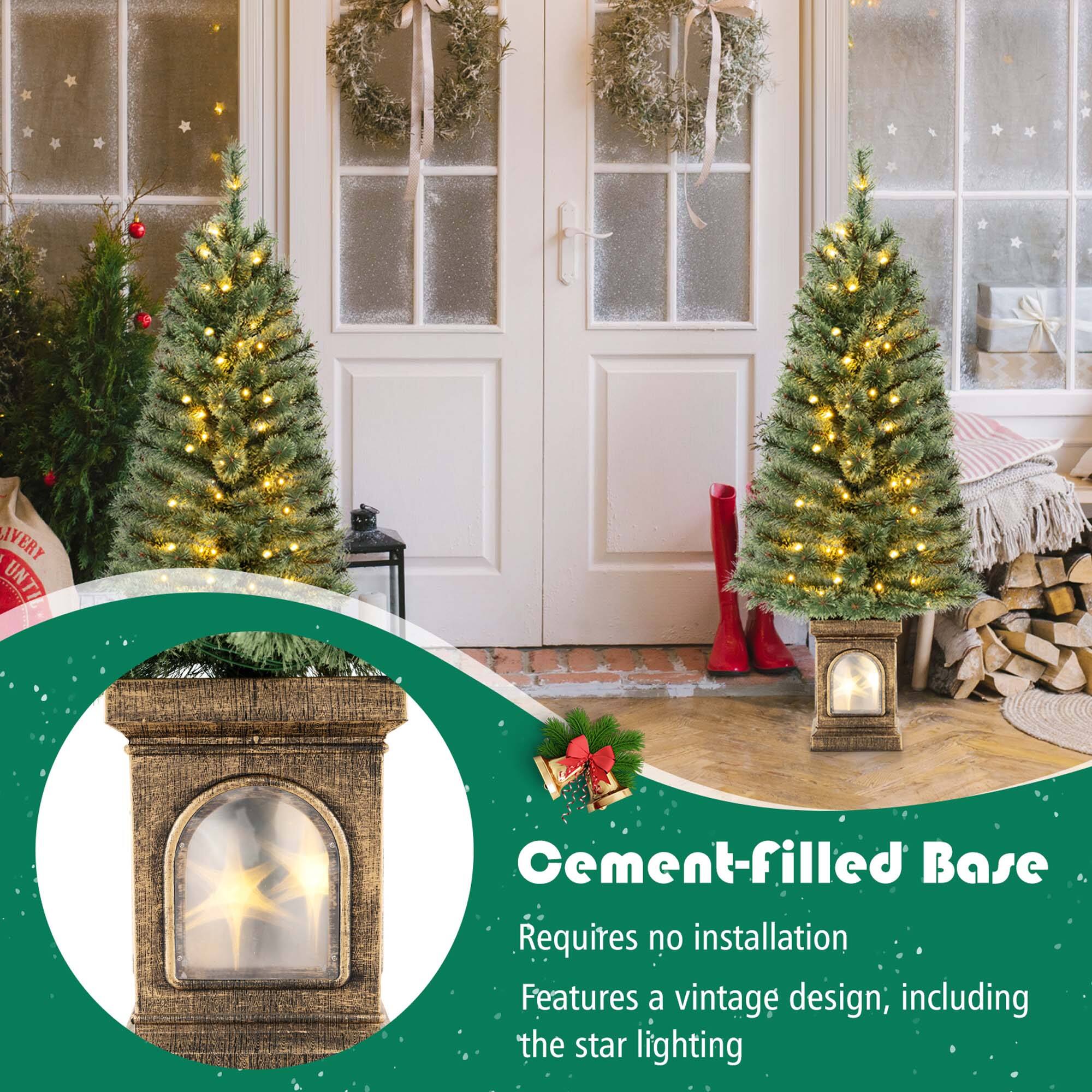 Cement-filled Base Requires no installation Features a vintage design; including the star lighting