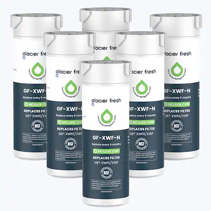 Glacier Fresh
Ice & Water Refrigerator Filter
GF-XWF-N
Replace every 6 months
INCLUDE CHIP
REPLACES FILTER
GE® XWFE/XWF
This Filter is Tested and Certified by NSF International against NSF/ANSI Standard 42 for materials and structural integrity
NSF COMPONENT
REPLACES FILTER
GE® XWFE/XWF
This Filter is Tested and Certified by NSF International against NSF/ANSI Standard 42 for materials and structural integrity
NSF COMPONENT
REPLACES FILTER
GE® XWFE/XWF
This Filter is Tested and Certified by NSF International against NSF/ANSI Standard 42 for materials and structural integrity
NSF COMPONENT
REPLACES FILTER
GE® XWFE/XWF
This Filter is Tested and Certified by NSF International against NSF/ANSI Standard 42 for materials and structural integrity
NSF COMPONENT
REPLACES FILTER
GE® XWFE/XWF
This Filter is Tested and Certified by NSF International against NSF/ANSI Standard 42 for materials and structural integrity
NSF COMPONENT
REPLACES FILTER
GE® XWFE/XWF
This Filter is Tested and Certified by NSF International against NSF/ANS