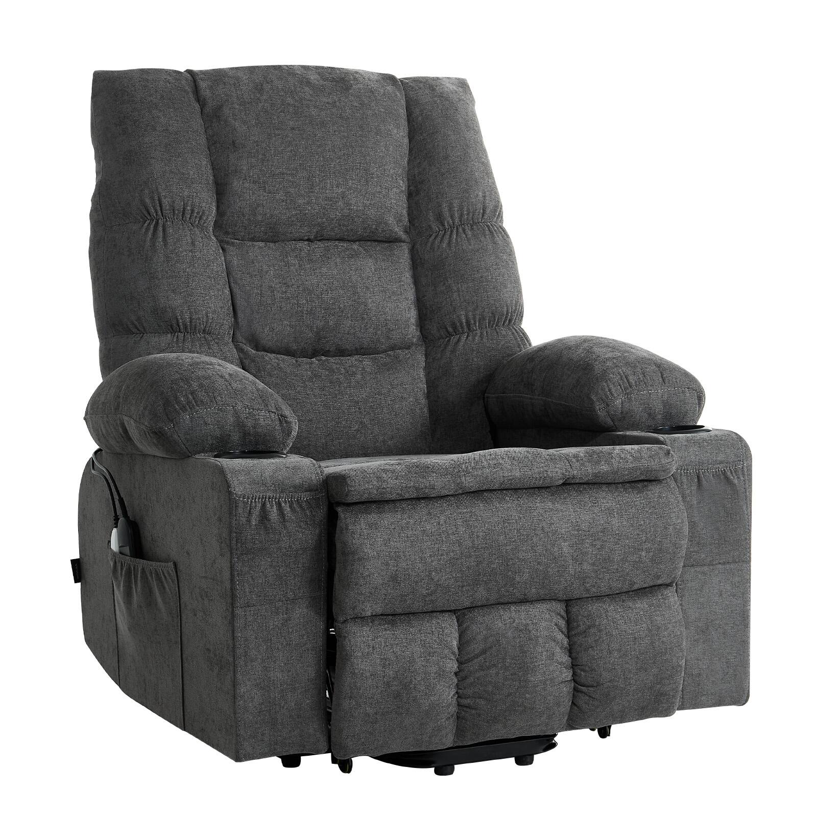 Alt View 5. VEVOR - Power Lift Recliner Chair, Large Electric Lift Chair with Heat and Massage for Elderly, Infinite Position Adjustment - Dark Gray.
