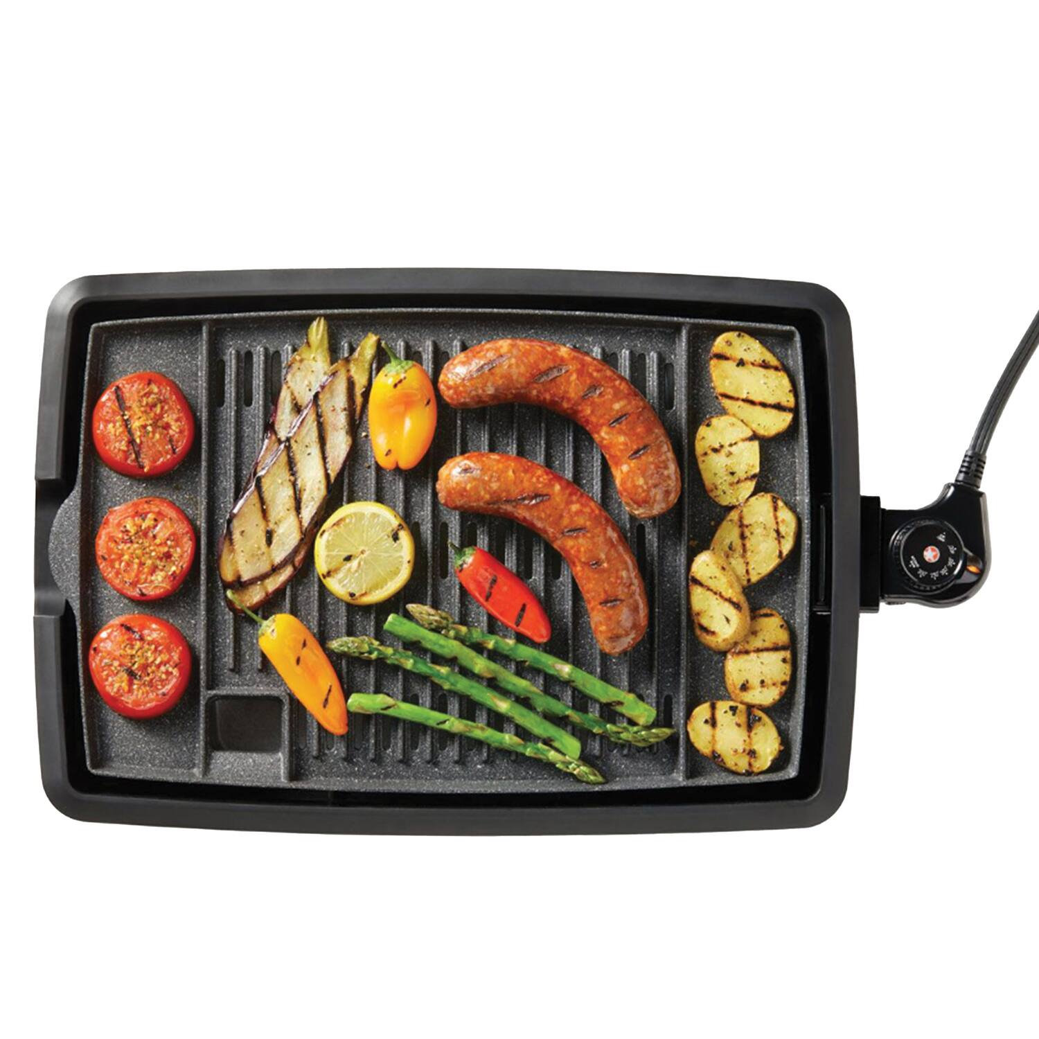 Angle. THE ROCK by Starfrit - The Rock By Starfrit 024414-003-0000 Indoor Smokeless Electric Bbq Grill - black.