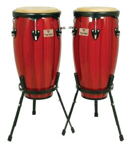 Tycoon Percussion - Artist Hand-Painted Series 11.75-inch & 12.5-inch Congas, Siam Oak Shells, Water Buffalo Heads, Deluxe Hoops, 2 Stands