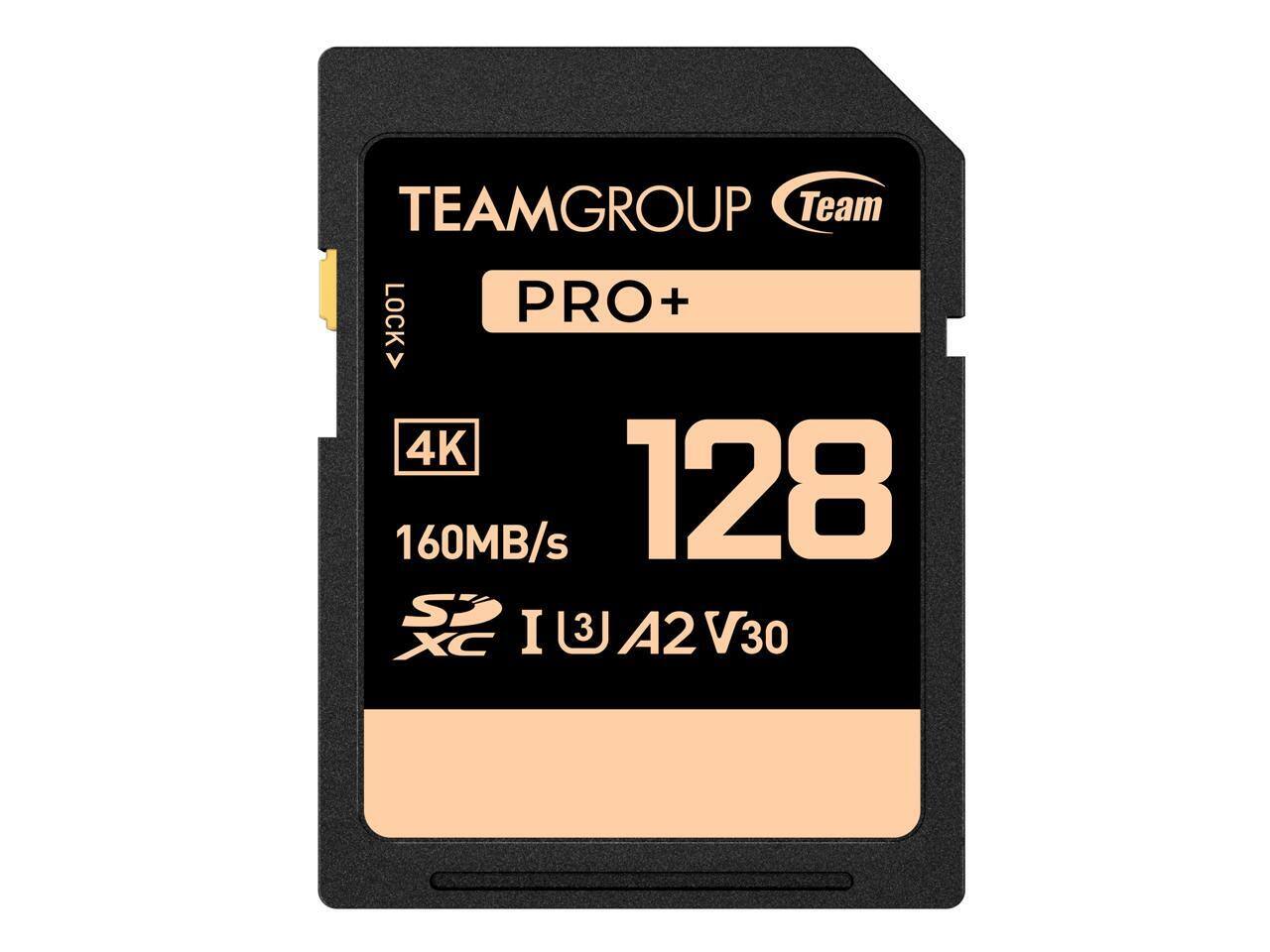 TEAMGROUP Team PRO+  
LOCK  
4K  
128GB  
160MB/s  
SDXC  
I U3 A2 V30