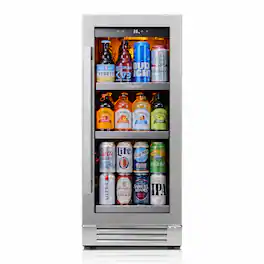 Ca'Lefort - 15 inch Beverage Refrigerator, 100 Cans Beverage Fridge, 34-54 ℉, 3 Color LED Built-in Beverage Cooler - Stainless Steel