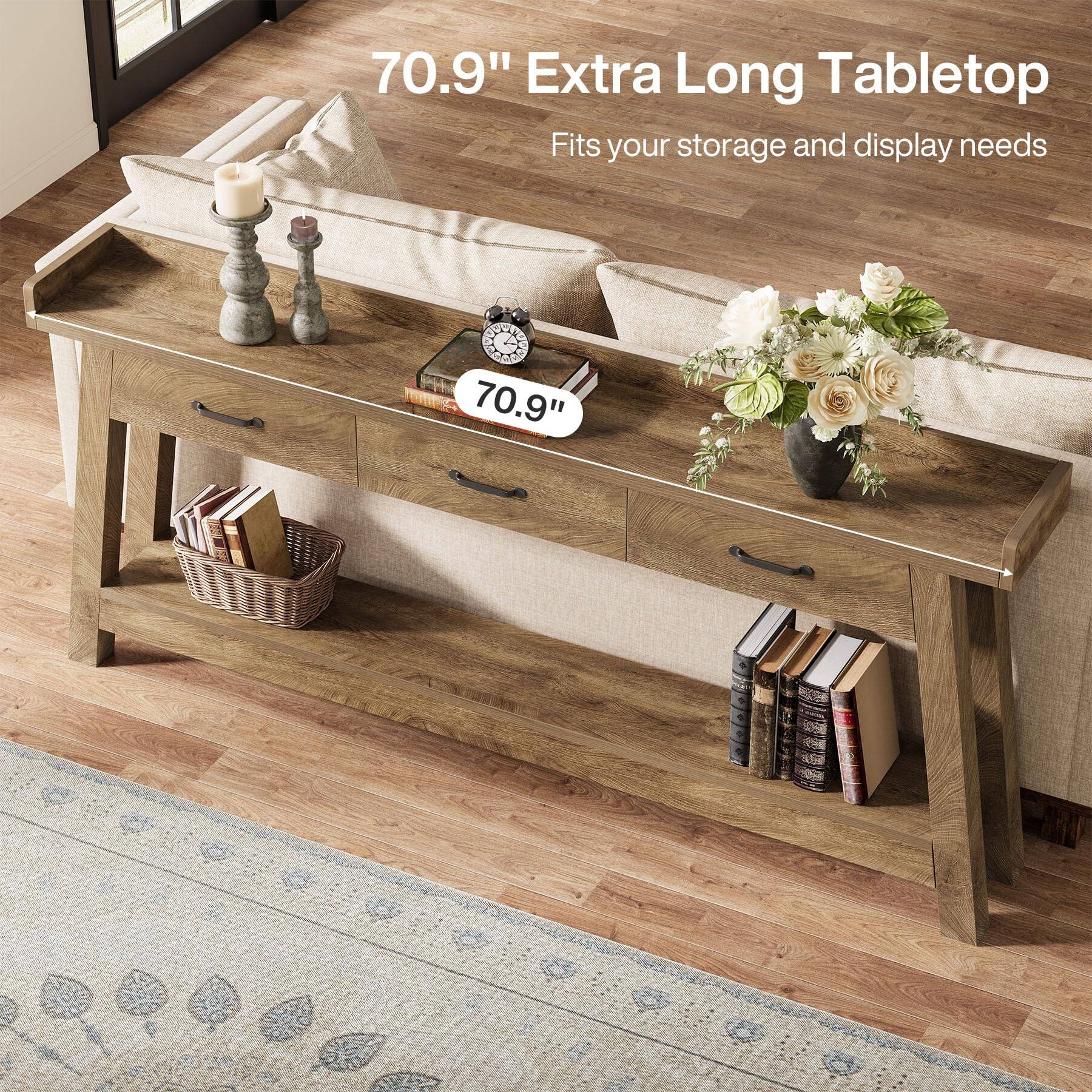 70.9" Extra Long Tabletop  
Fits your storage and display needs