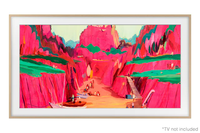 The image features a painting of a red canyon with a group of people standing in the middle of it. The painting is displayed in a frame, and the text on the image reads "TV not included." This suggests that the frame itself is being sold, and the TV is not included in the purchase.