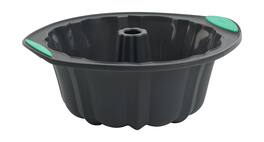 Trudeau - Structure Silicone 10 Cup Fluted Cake Pan, Grey/Mint - Black