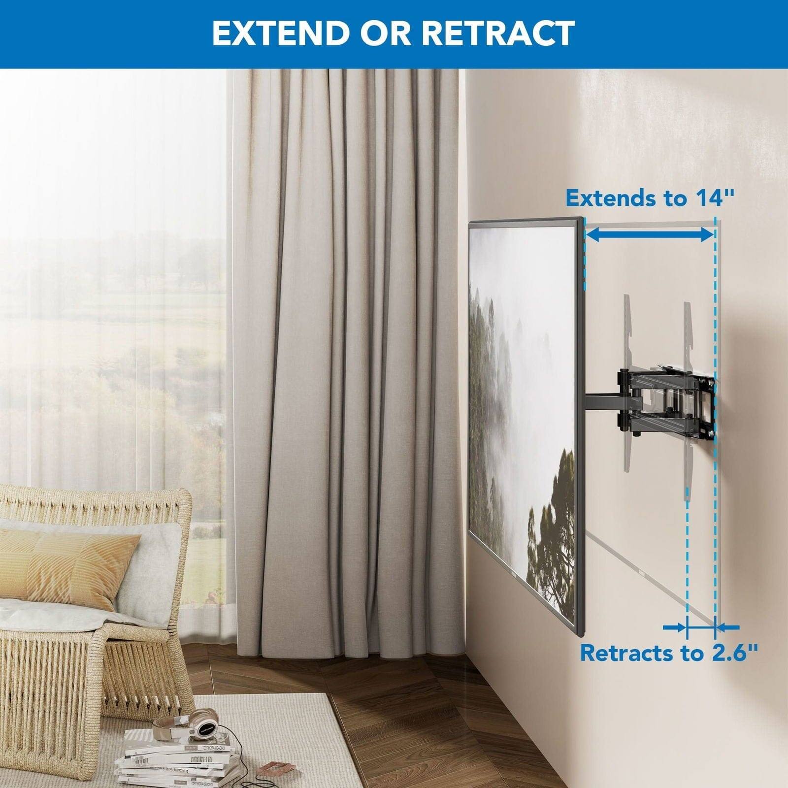 EXTEND OR RETRACT
Extends to 14"
Retracts to 2.6"