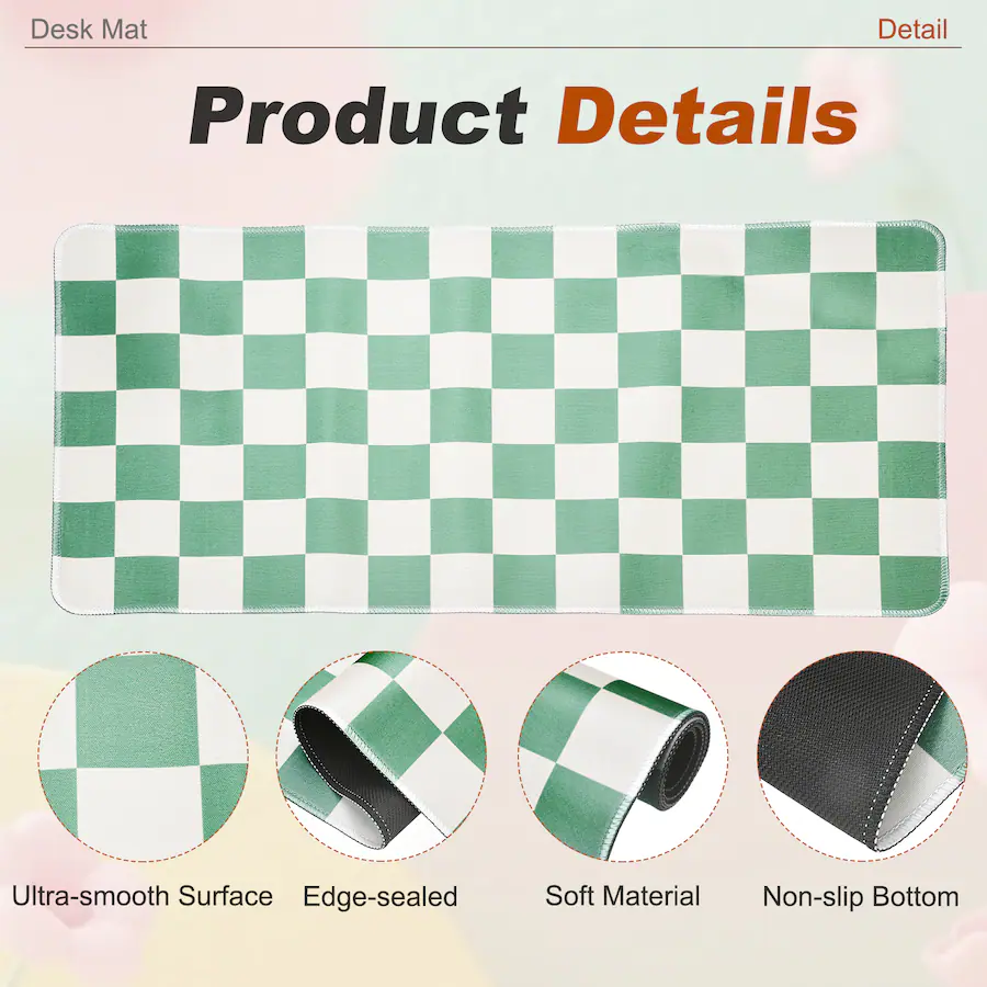 Unique Bargains Checkered Desk Mat, 27.6x11.8 Inch Mouse Pad, Non Slip ...