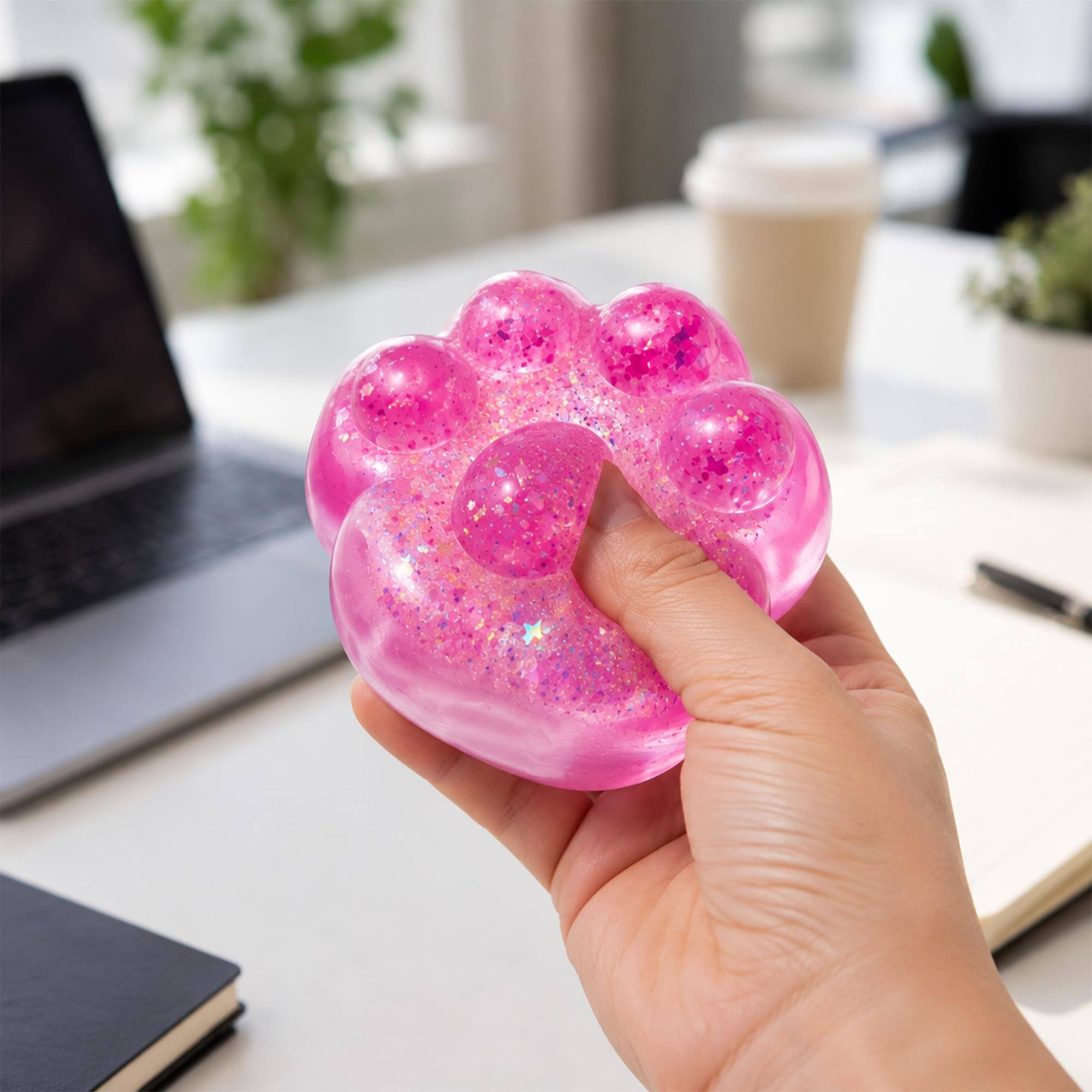 Alt View 10. Puka Creations - Glitter Cat Paw 3-Inch Squishy Stress Reliever | Pink - Pink.