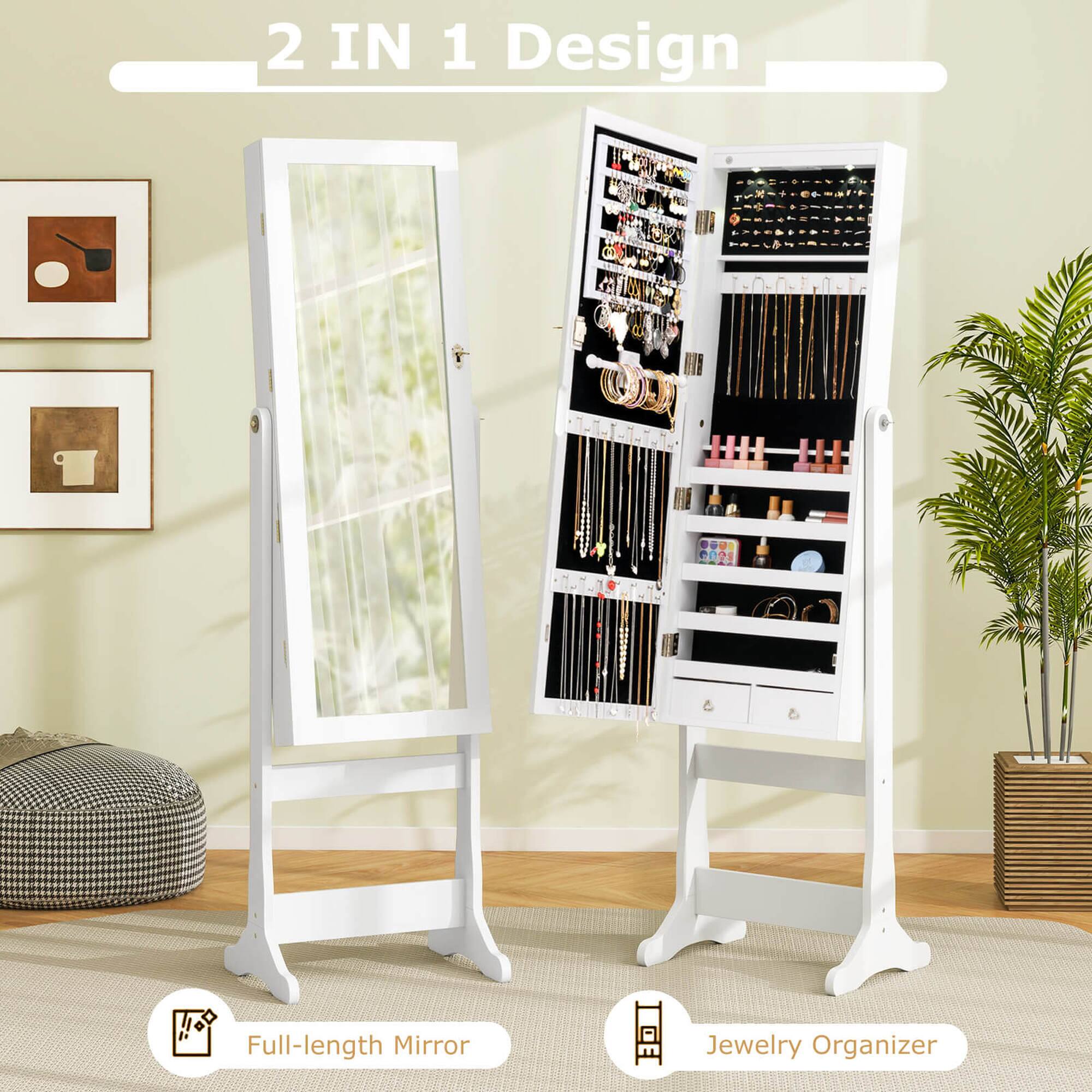 2 IN 1 Design W L MK H E  M AFLANC LANL 20 le Full-length Mirror Jewelry Organizer