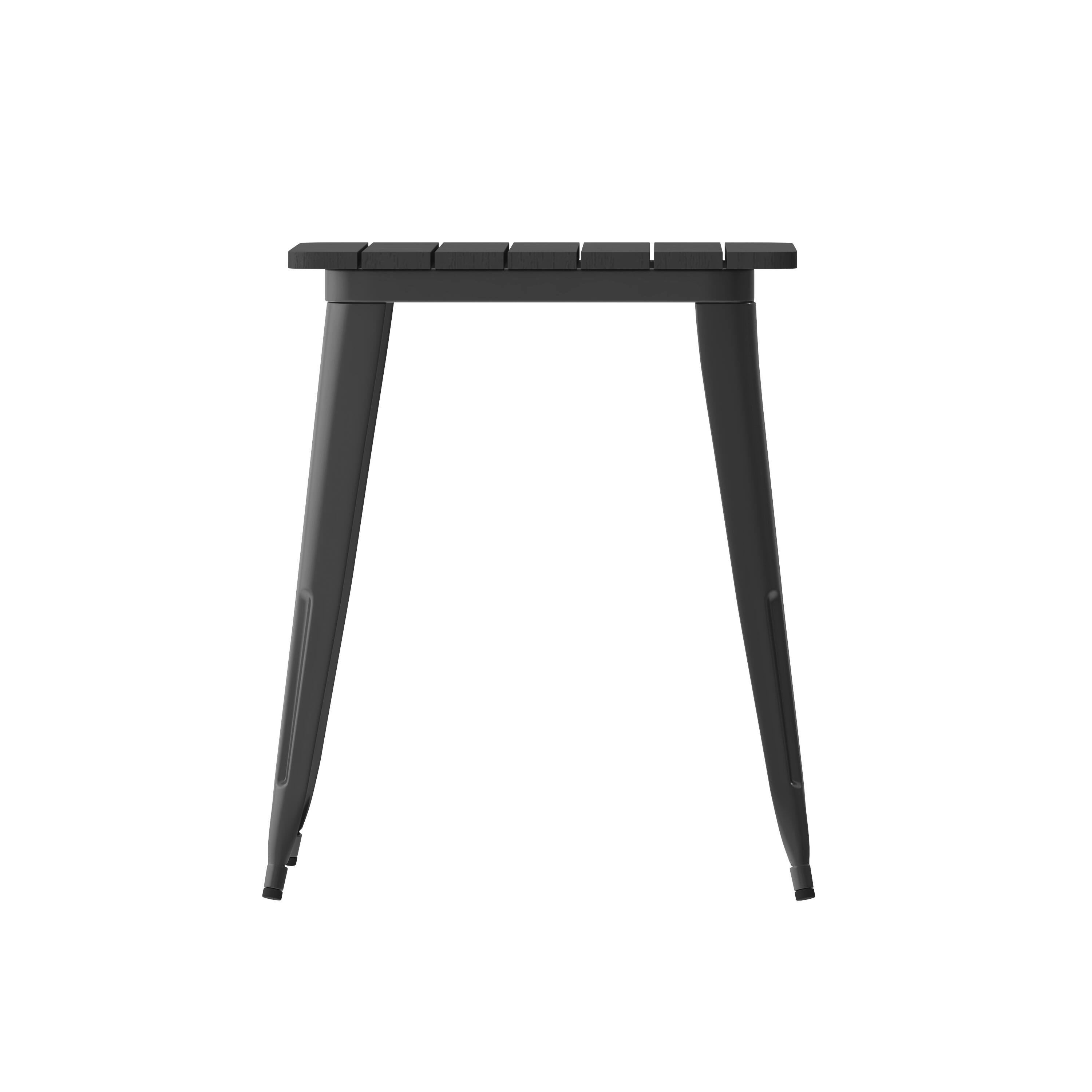 Alt View 7. Emma + Oliver - Drew Indoor/Outdoor Dining Table, 23.75" Square All Weather Poly Resin Top with Steel Base - Black Top/Black Frame.