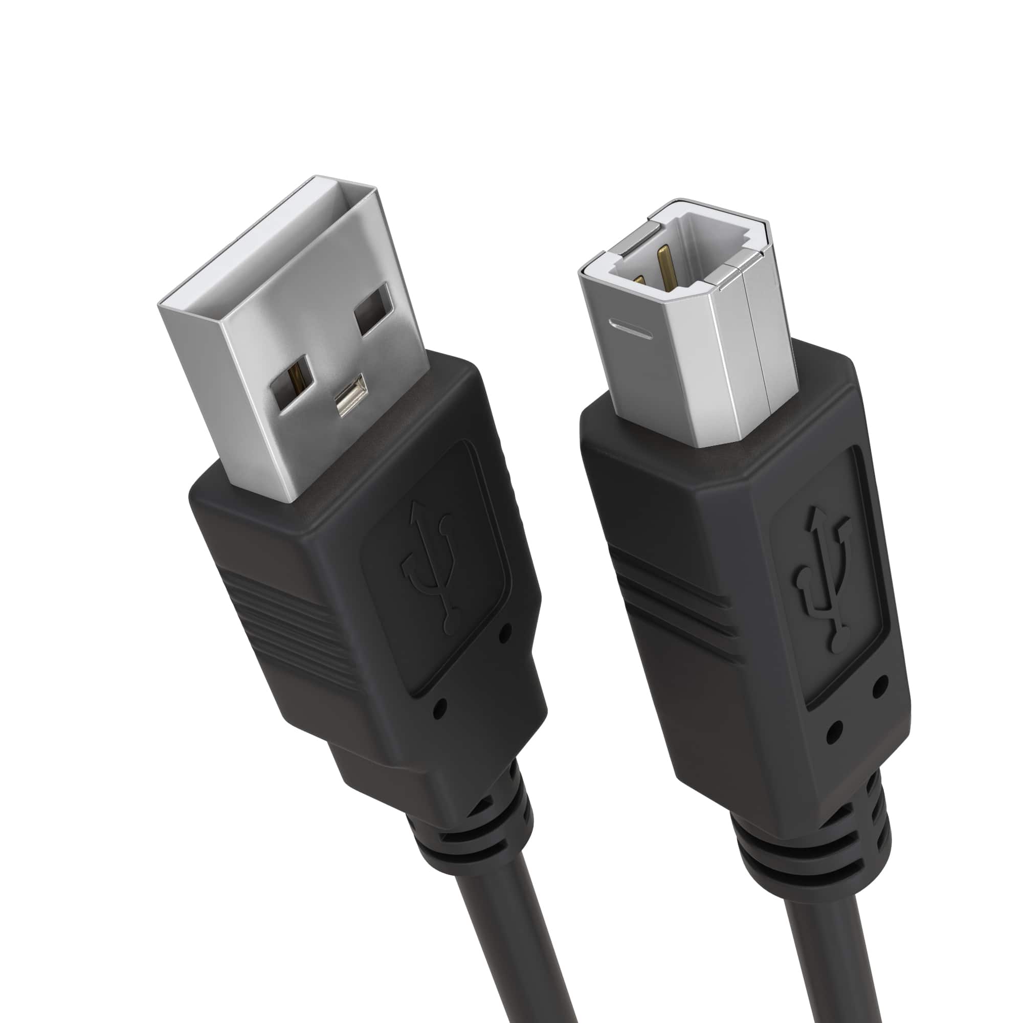 Cmple.com - USB Printer Cable 10ft USB-A 2.0 Male to USB-B 480Mbps Gold-Plated Data Cord - Black