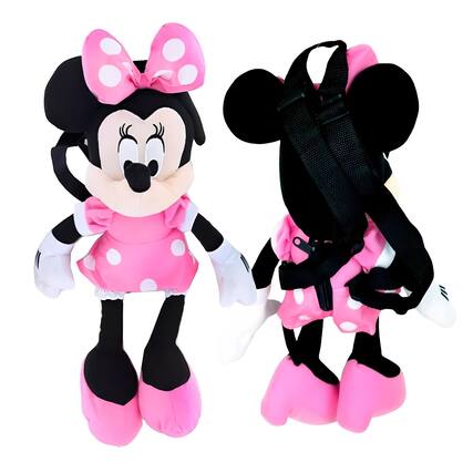 Front. Disney - Disney Minnie Mouse 15 Inch Plush Backpack - Black.