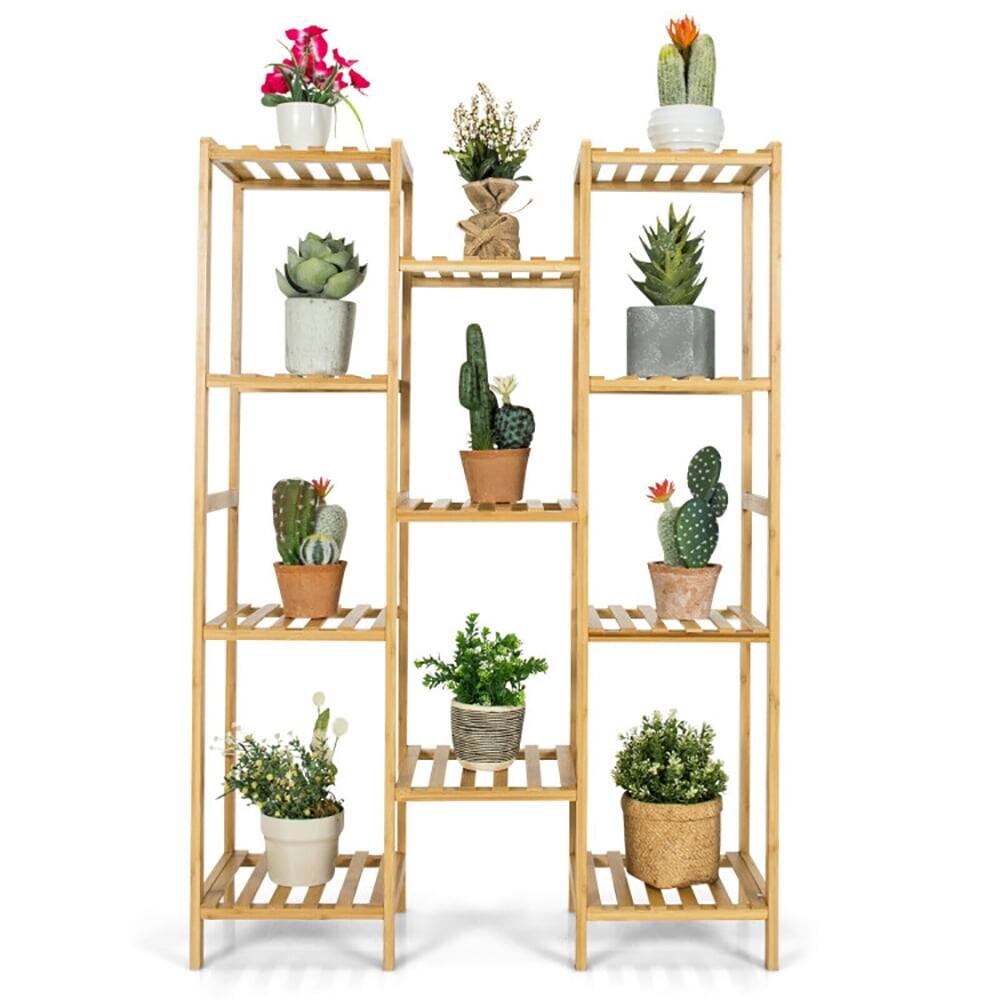 Angle. Kadyn - Raised Planter Stand, Large Space Flower Rack Shelf,9/11-Tier Bamboo Plant Stand for Living Room Balcony Garden-11-Tier.