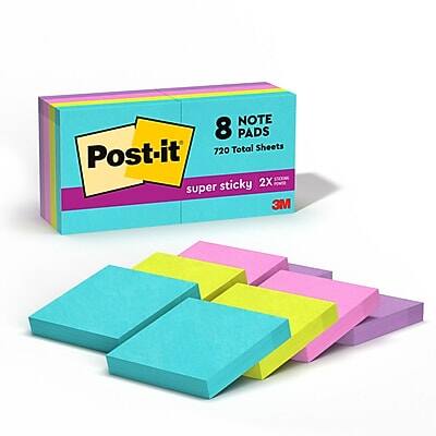 Post-it
8 Pads
720 Total Sheets
super sticky 2X
3M