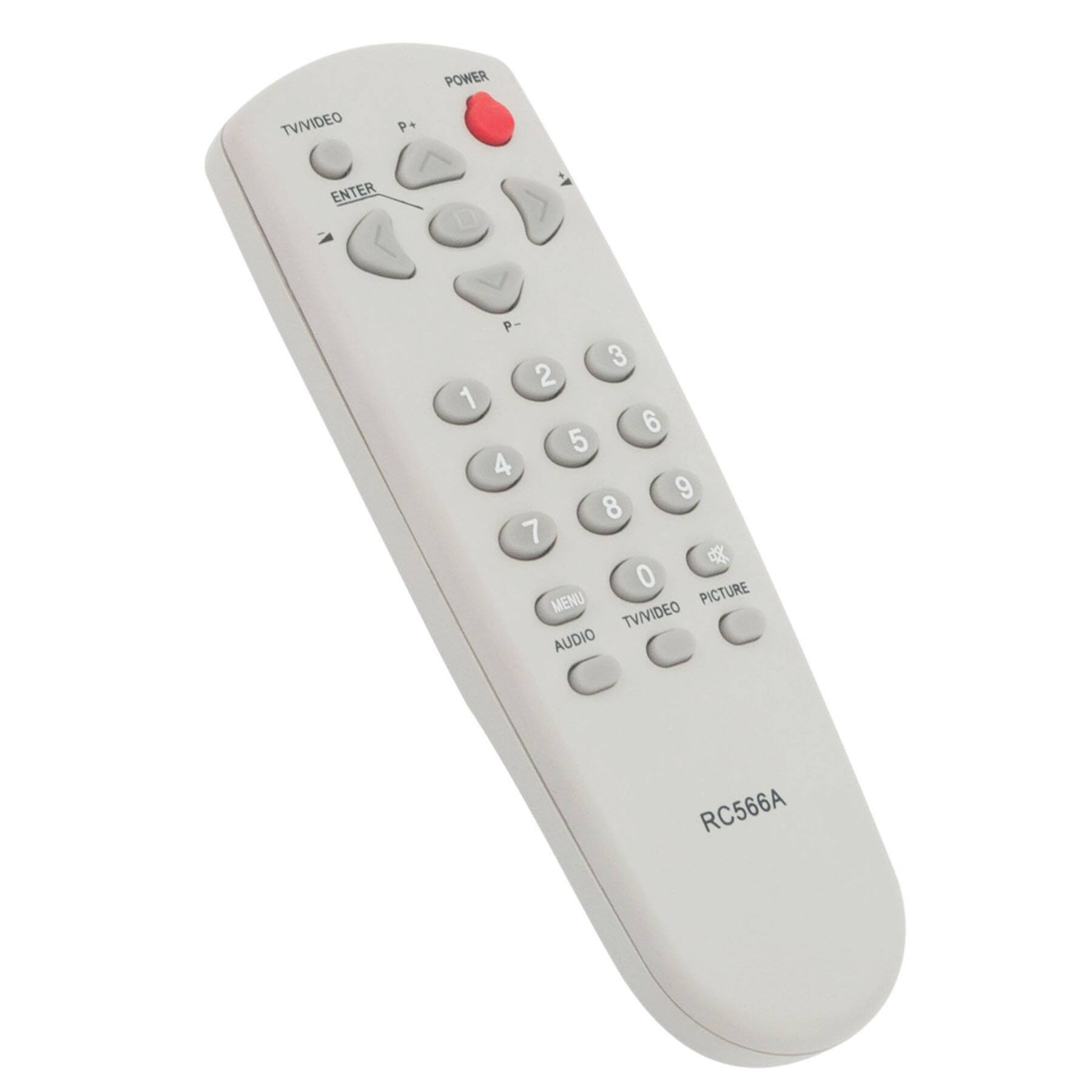 TV/VIDEO  
POWER  
ENTER  
P+  
P-  
1 2 3  
4 5 6  
7 8 9  
0  
MENU  
AUDIO  
TV/VIDEO  
PICTURE  
RC566A